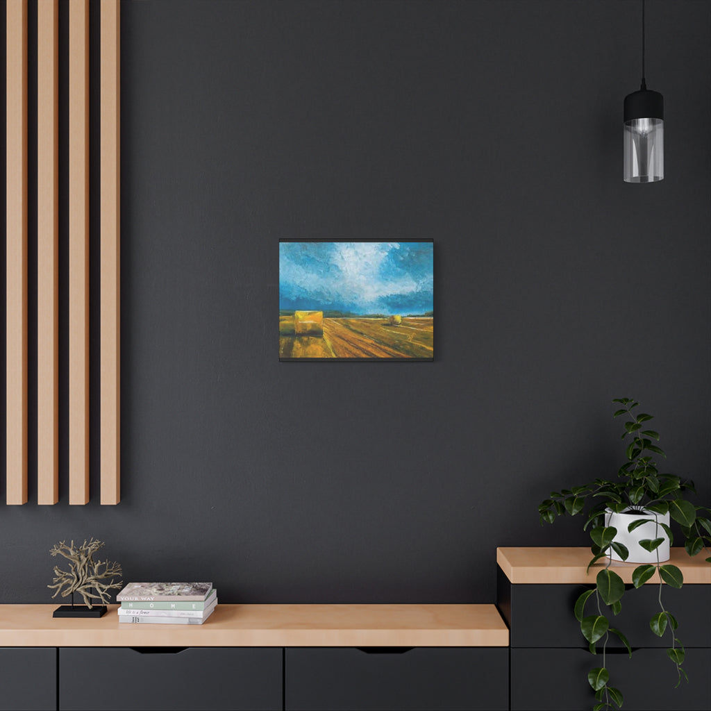 Canvas Hay Bales Landscape Matte Stretched 1.25" | Farm Field Wall Art