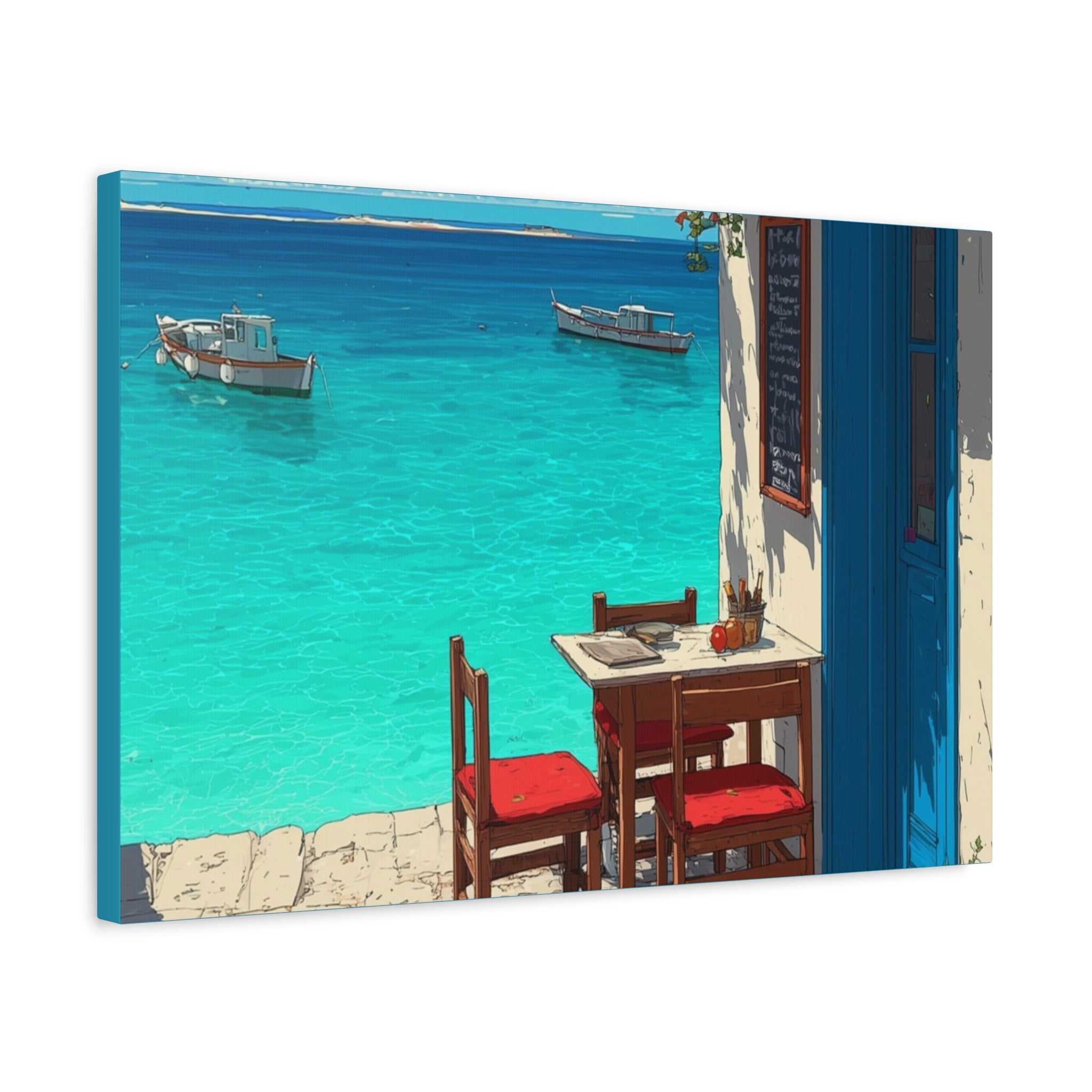 Mediterranean Seaside Cafe  Canvas