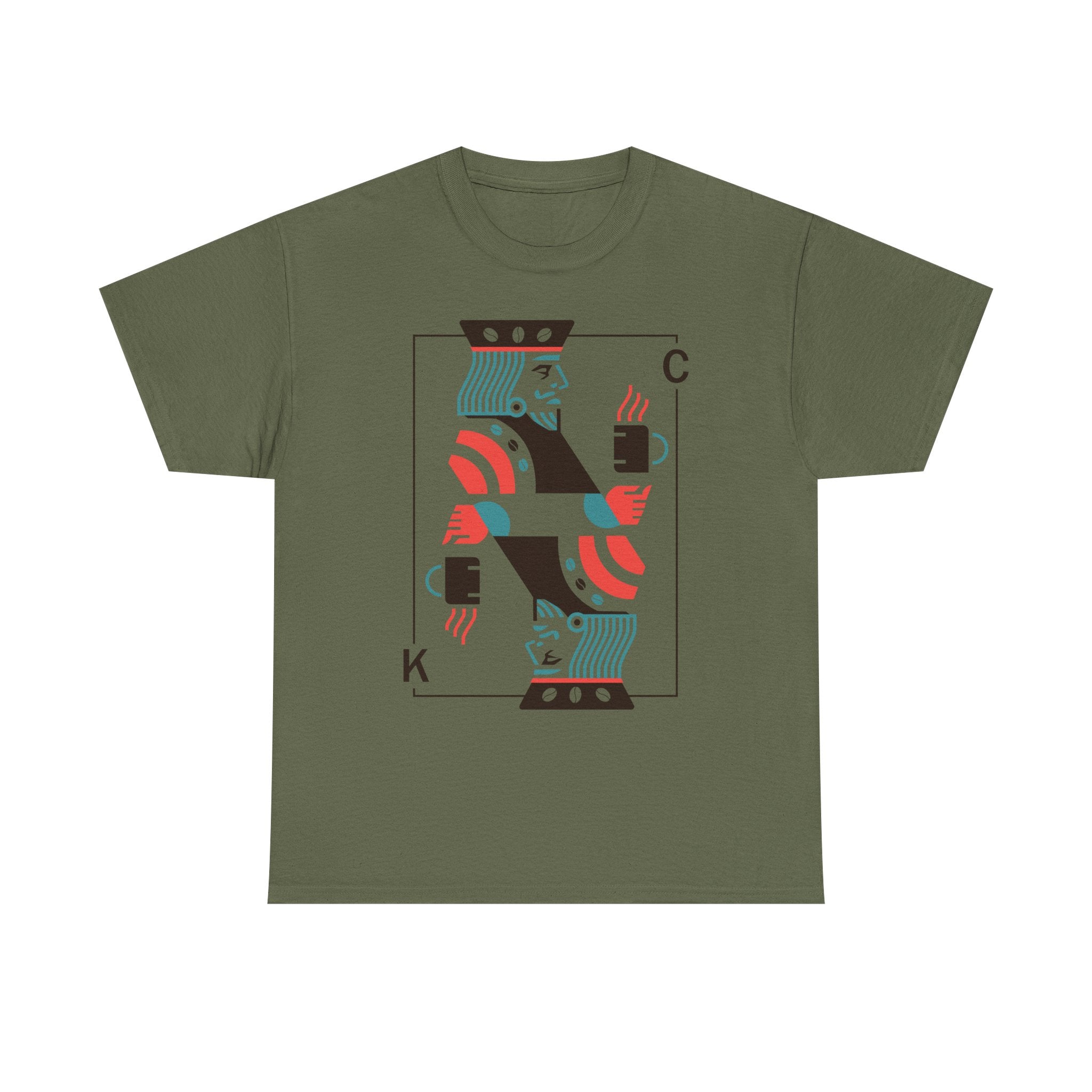 King of Coffee playing card Tee | Minimalist café design, espresso mug illustration