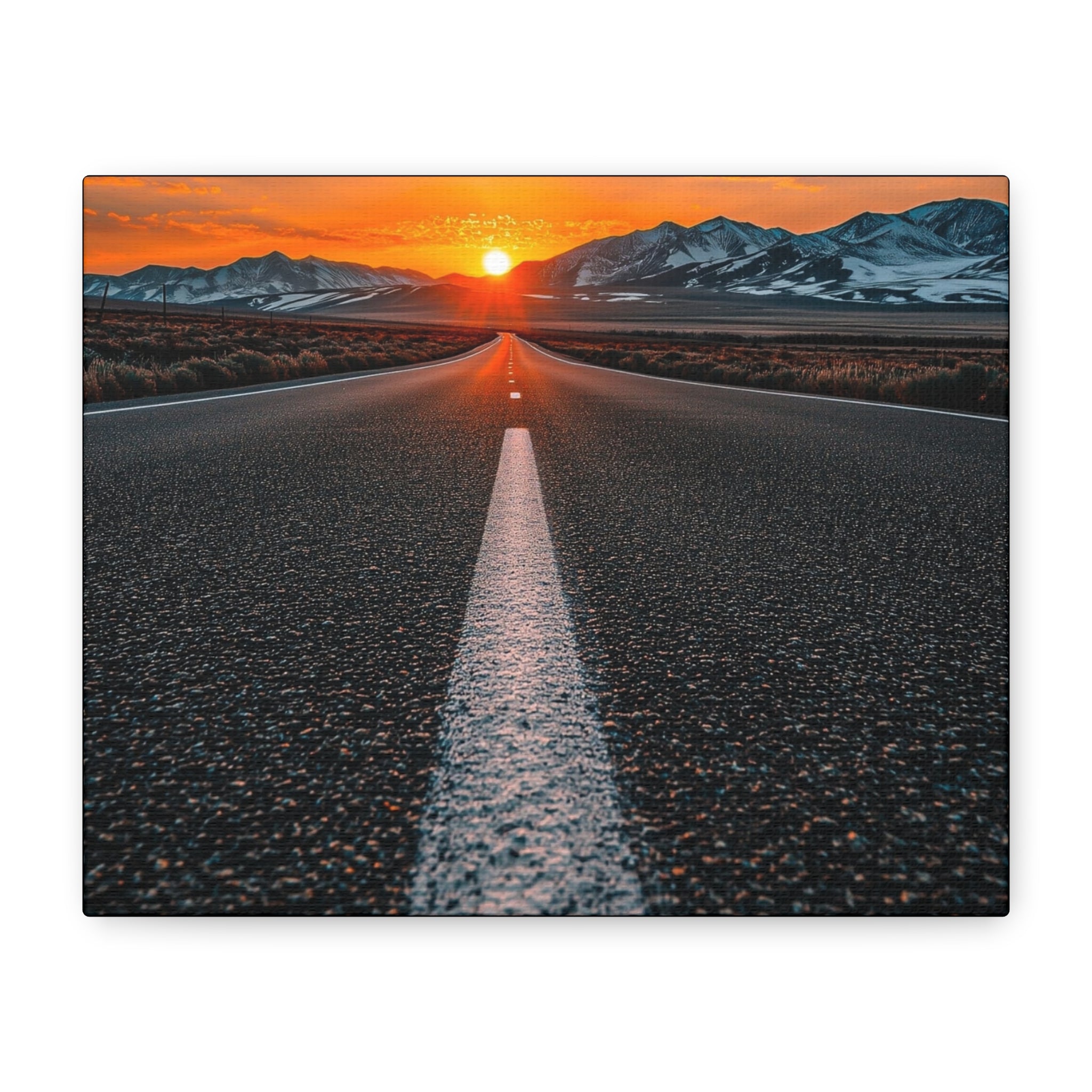 Sunset Open Road Canvas | Stretched Matte Wall Art