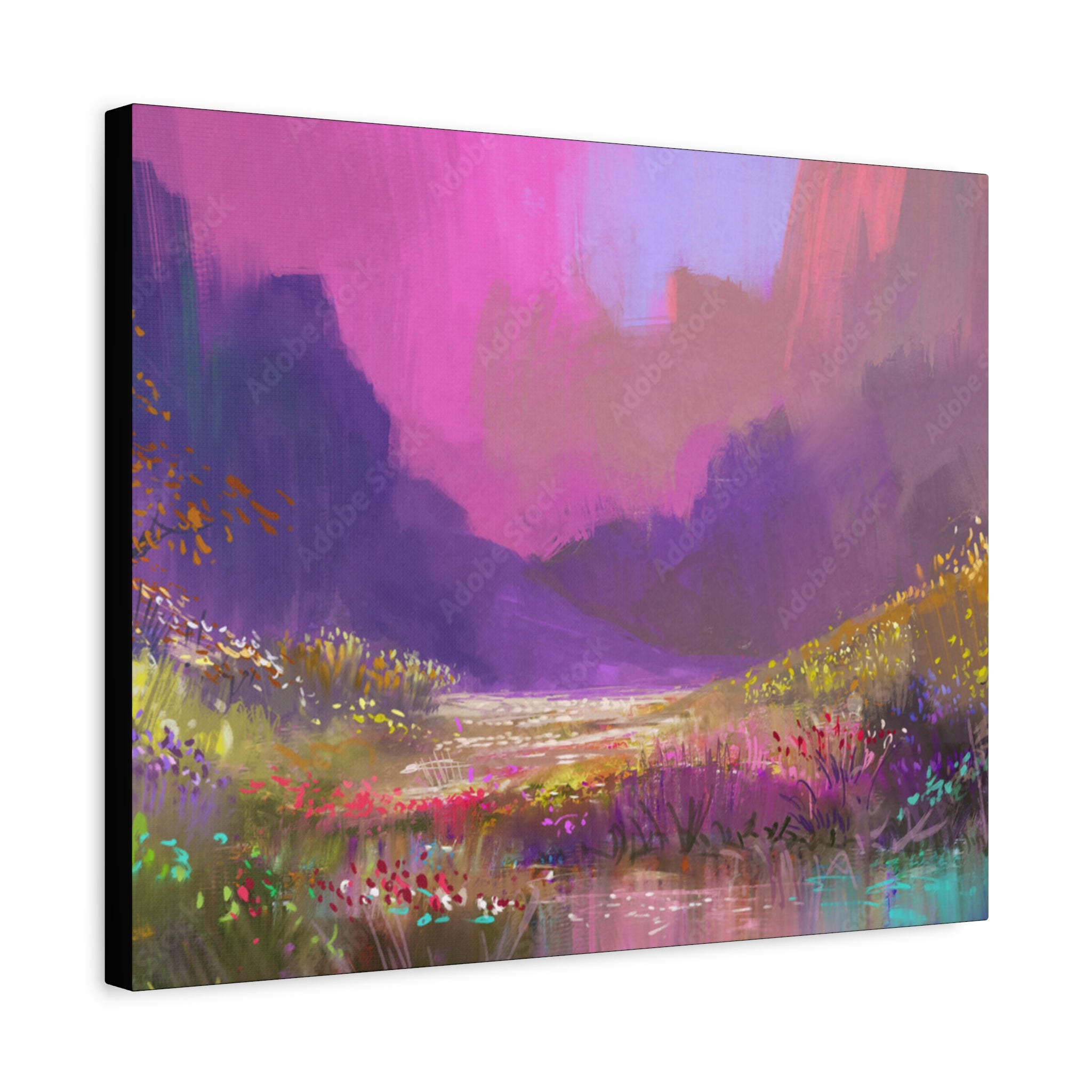Canvas Pink Purple Meadow Landscape
