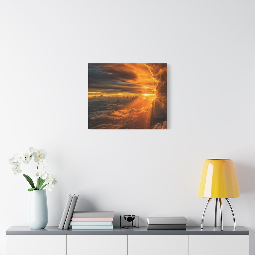 Canvas Golden Sunset Clouds   | Matte Stretched Wall Art