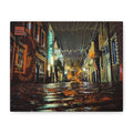 Canvas Rainy Cobblestone Alley | Matte Stretched 1.25"