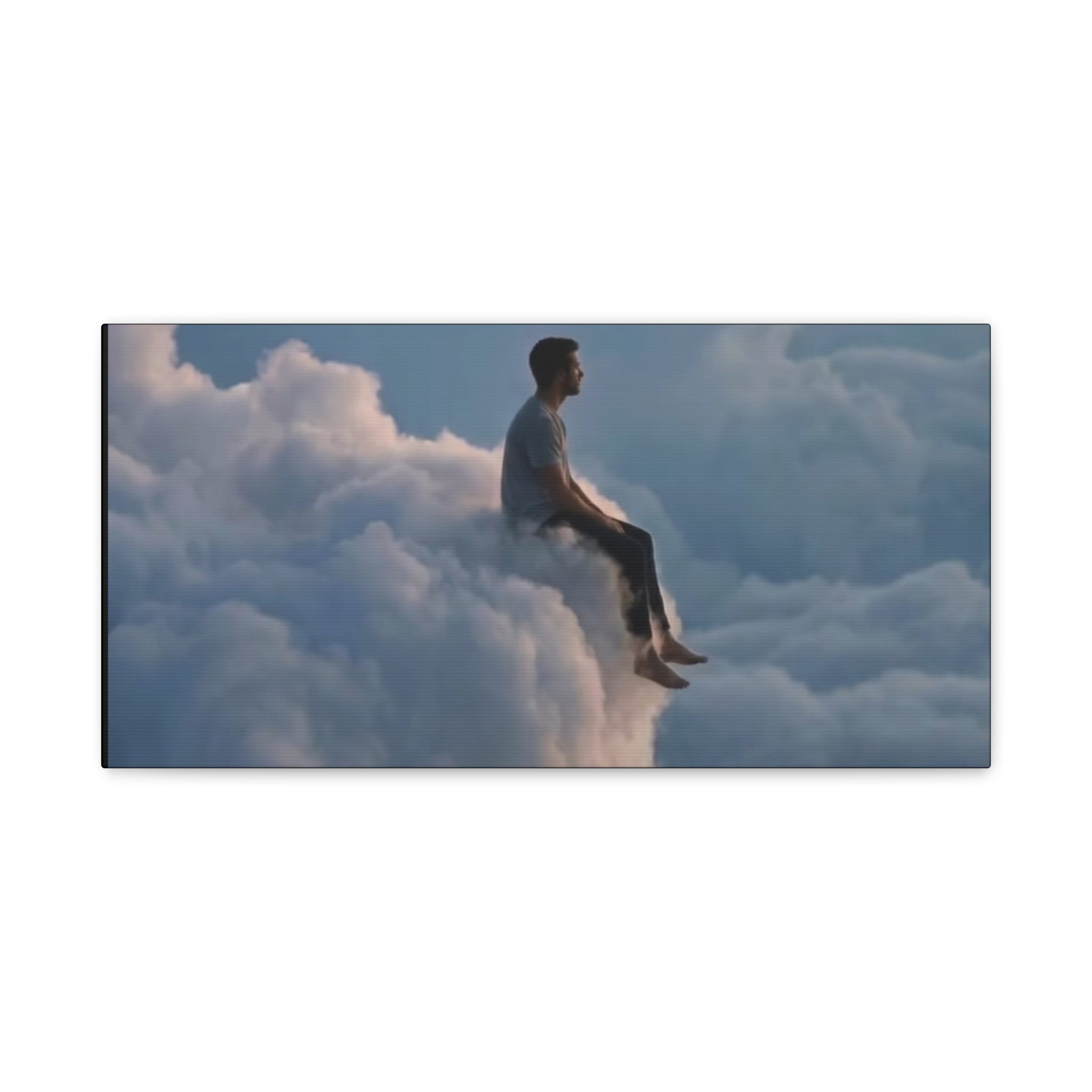Canvas Man Sitting on Cloud Matte