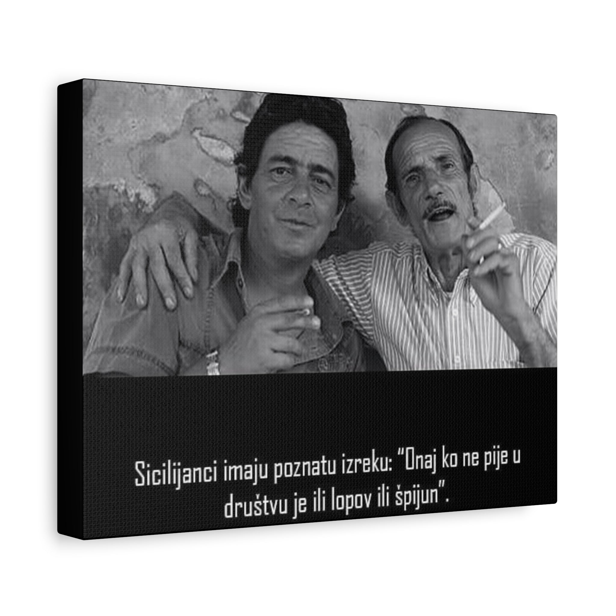 Black and White Sicilian Quote Canvas | Matte Stretched Canvas