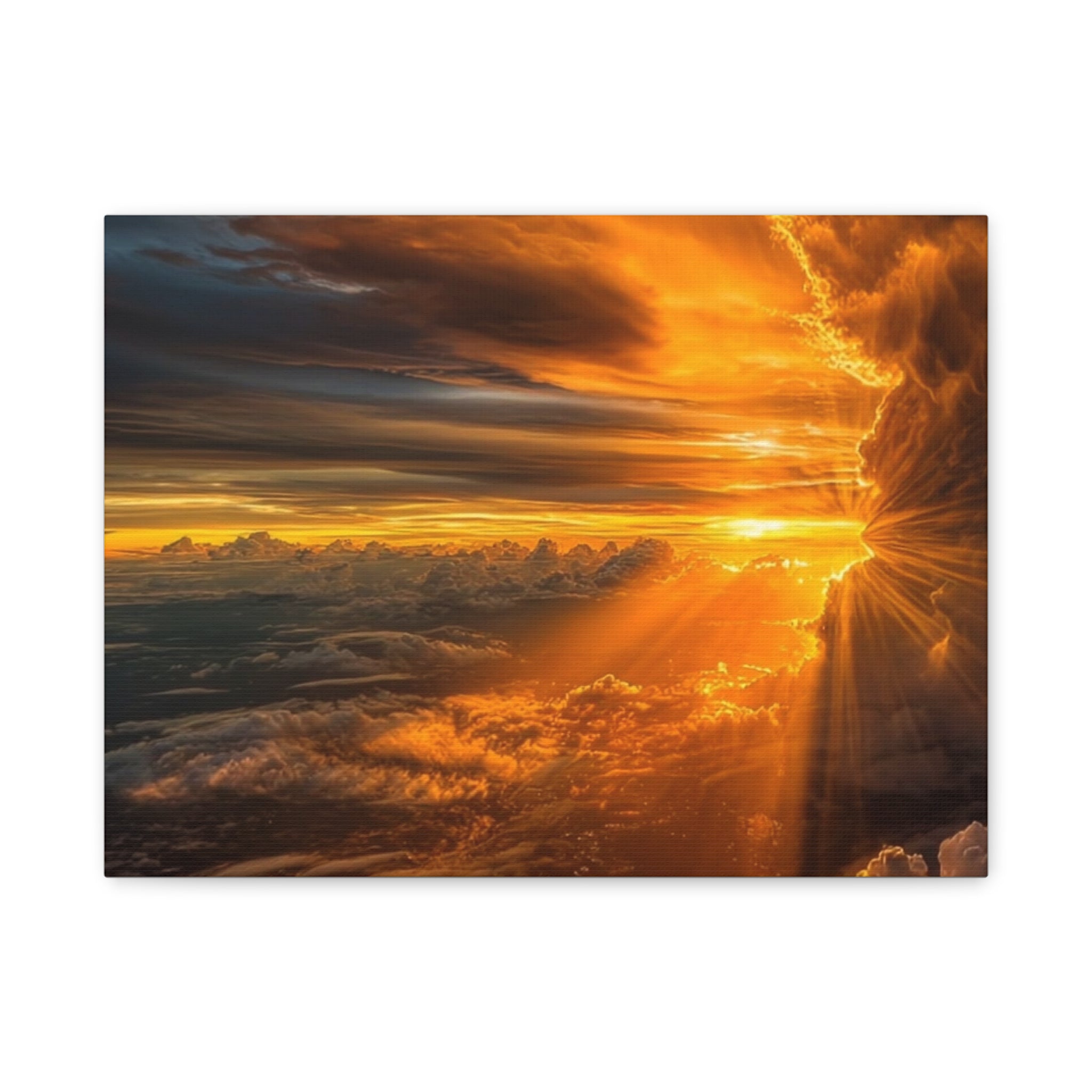 Canvas Golden Sunset Clouds   | Matte Stretched Wall Art
