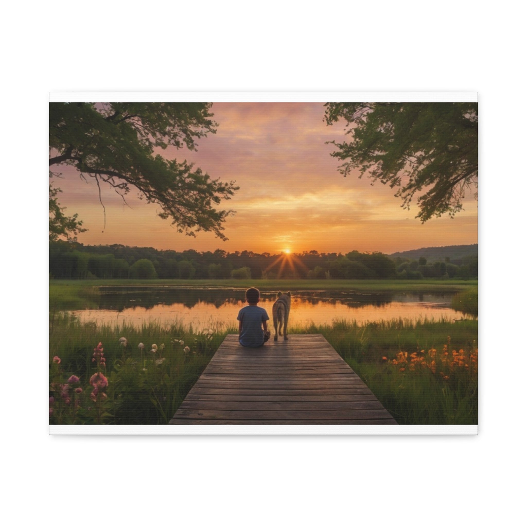 Canvas Sunset Friendship  | Matte Stretched Wall Art