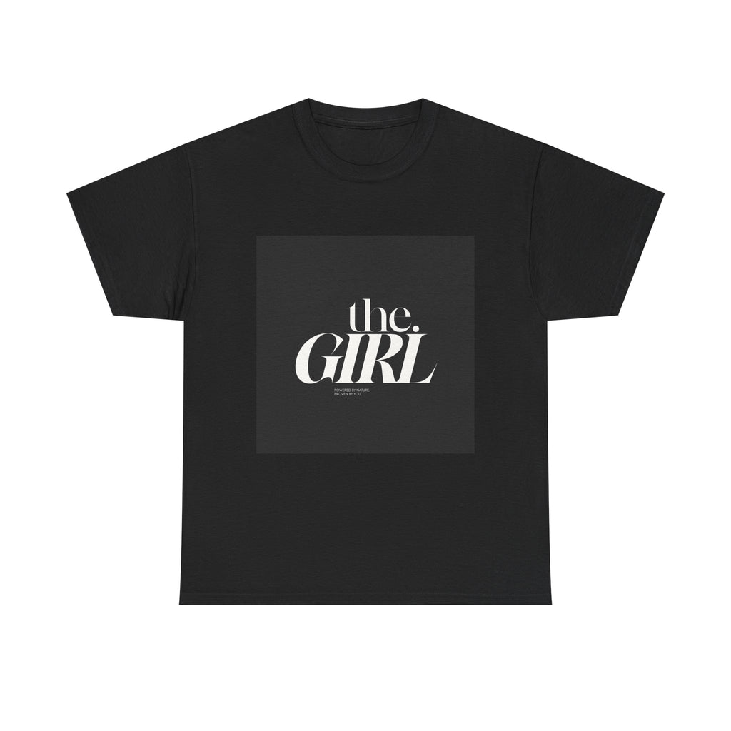 The Girl script logo Tee | Minimalist typographic design, black crew neck