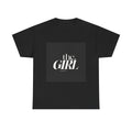 The Girl script logo Tee | Minimalist typographic design, black crew neck