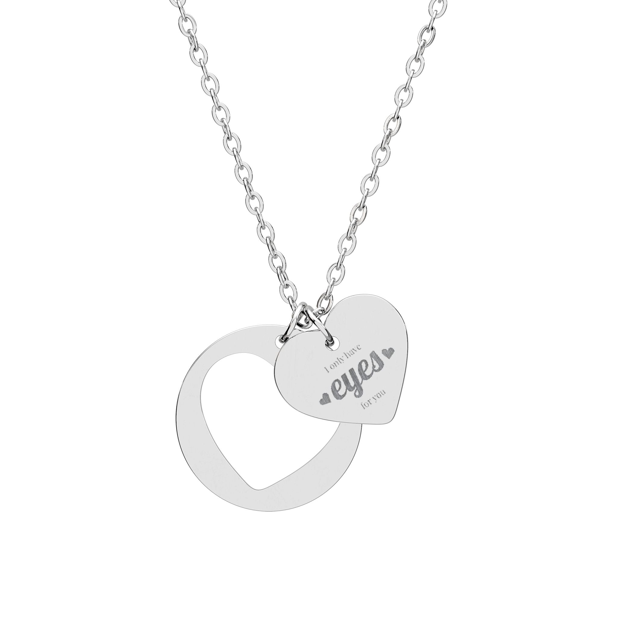 Necklace Engraved Heart Cutout   | Personalized Heart Pendant