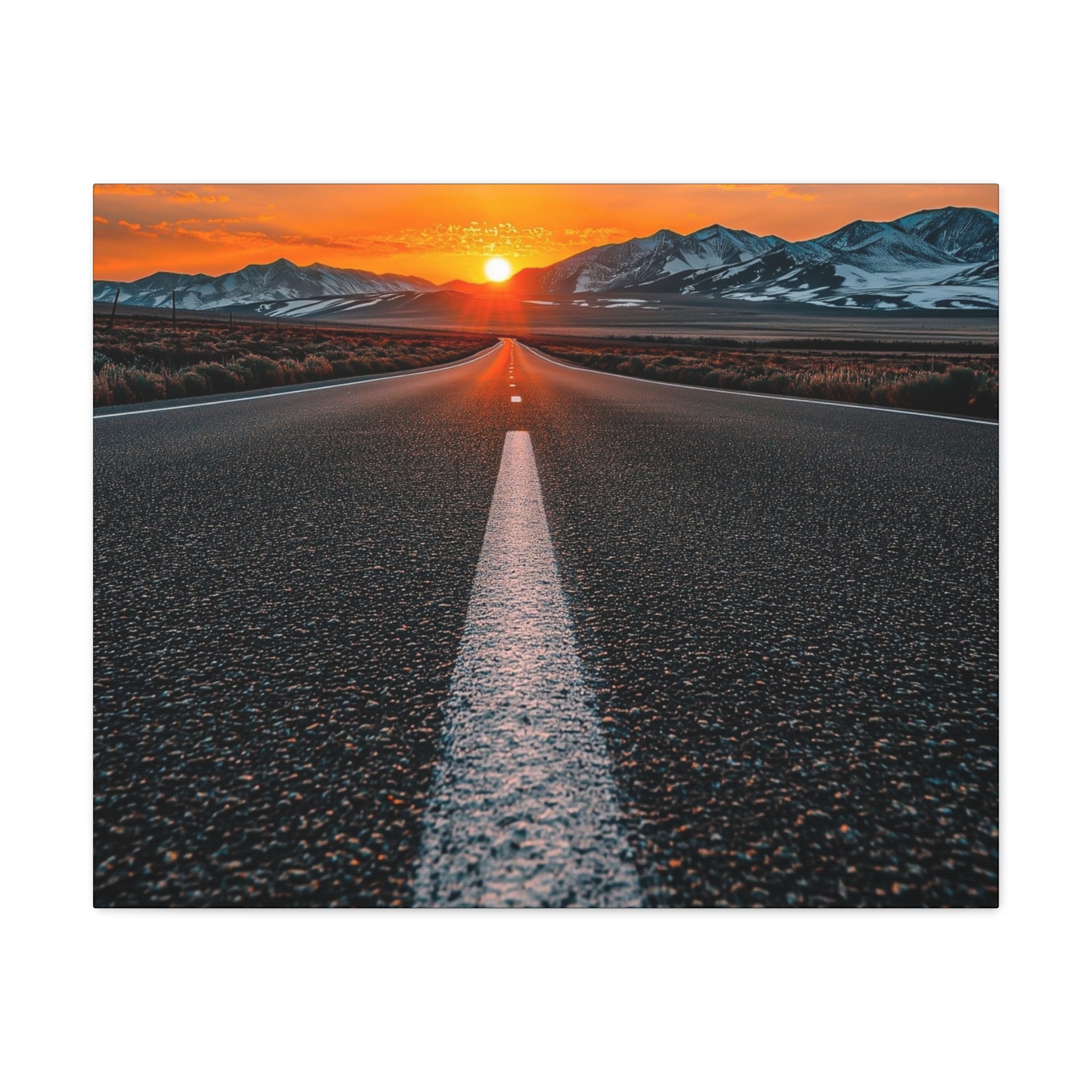 Sunset Open Road Canvas | Stretched Matte Wall Art