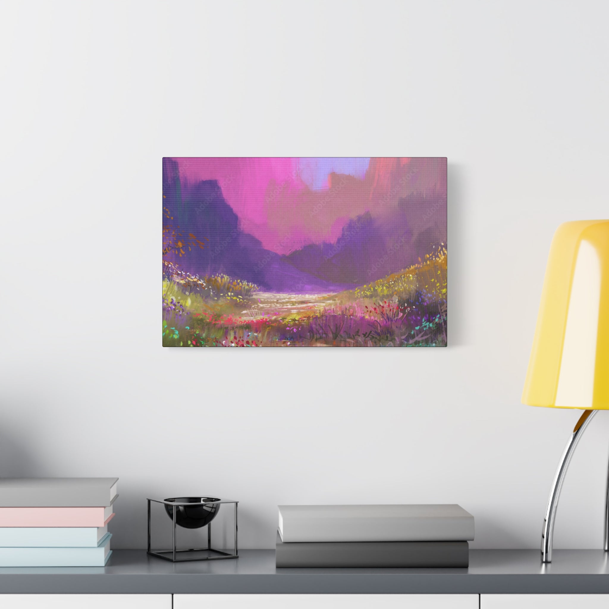 Canvas Pink Purple Meadow Landscape