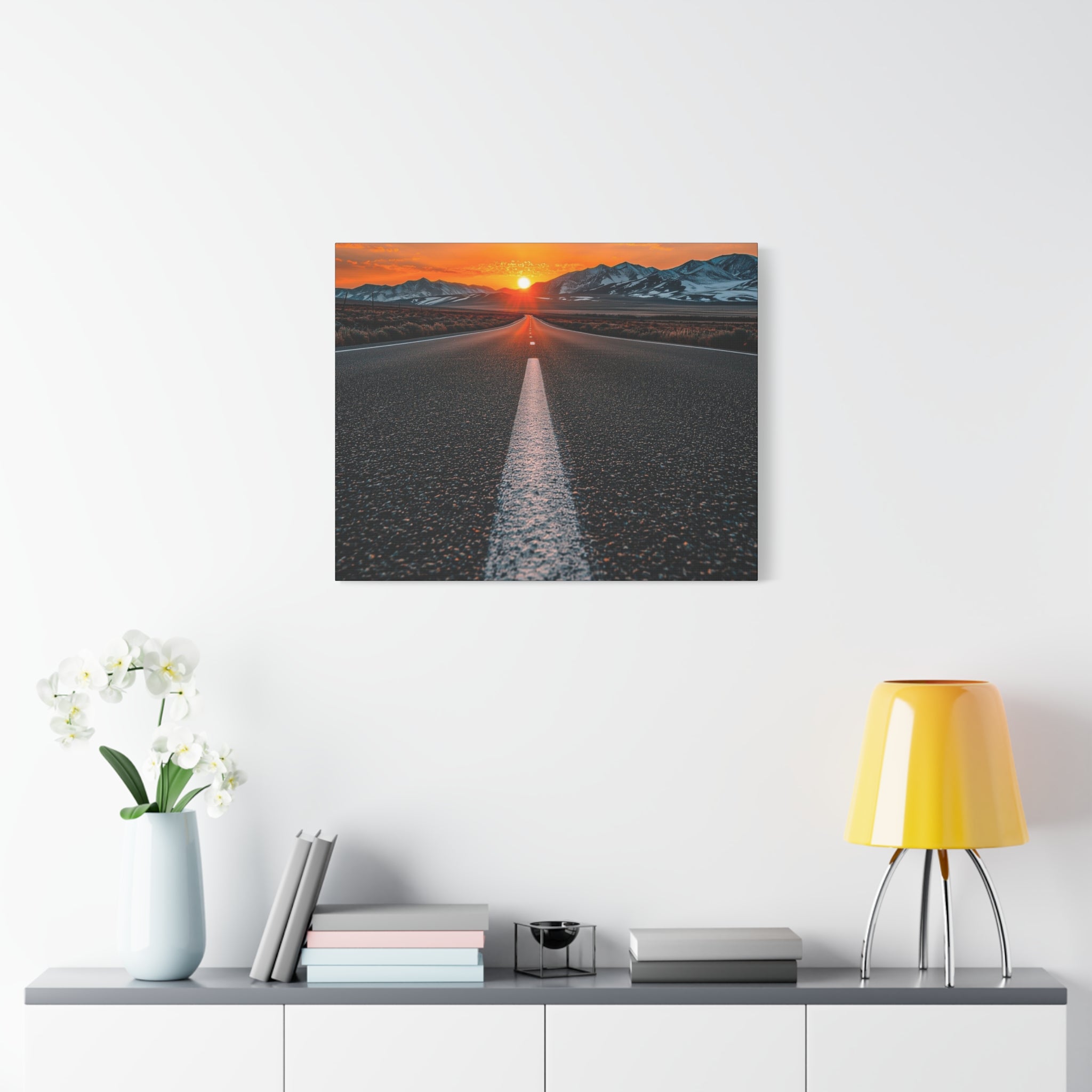 Sunset Open Road Canvas | Stretched Matte Wall Art