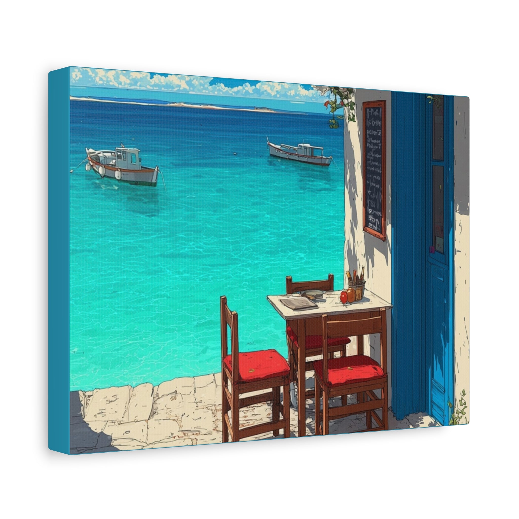 Mediterranean Seaside Cafe  Canvas