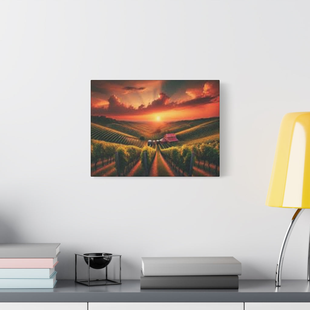 Canvas Sunset Vineyard Landscape Matte