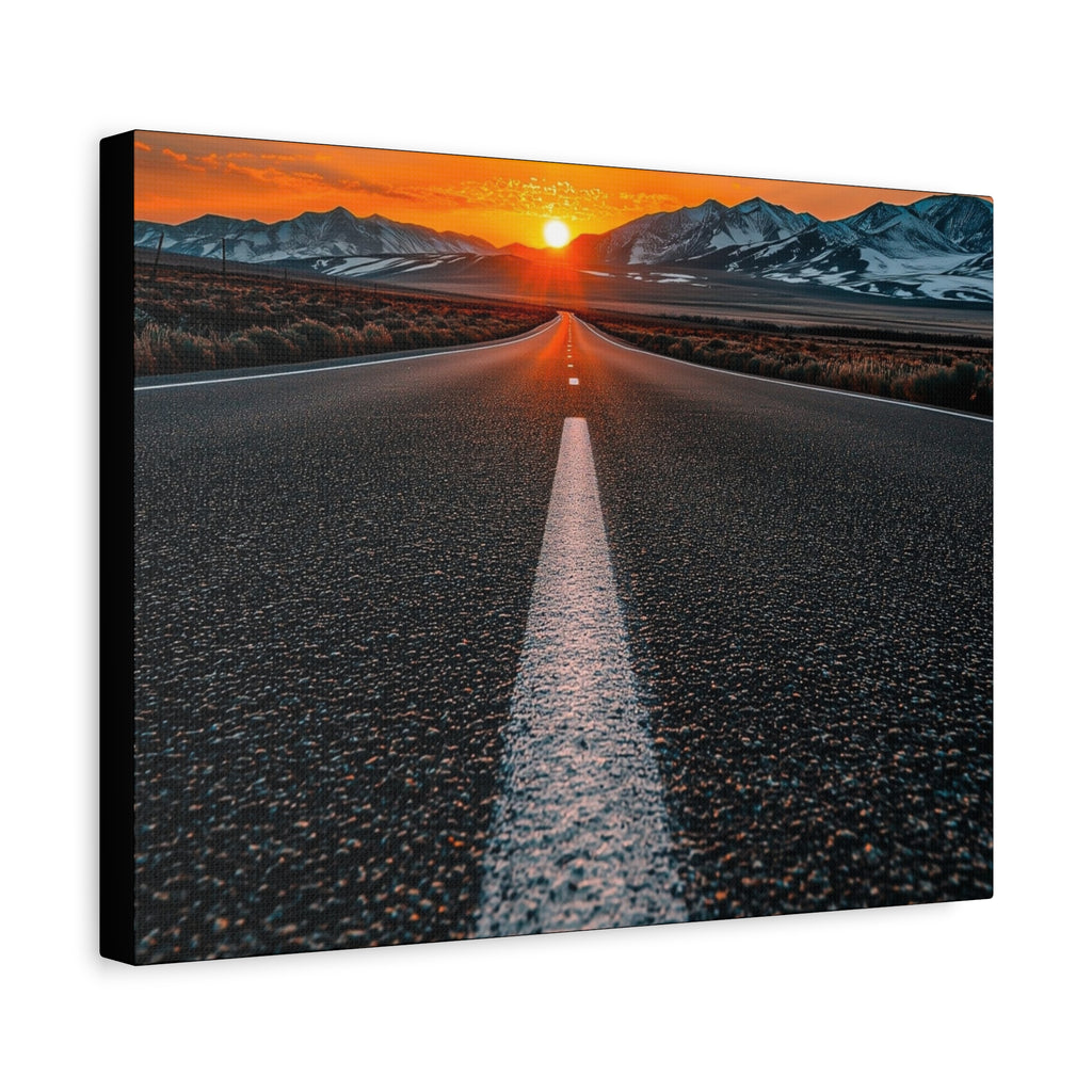 Sunset Open Road Canvas | Stretched Matte Wall Art