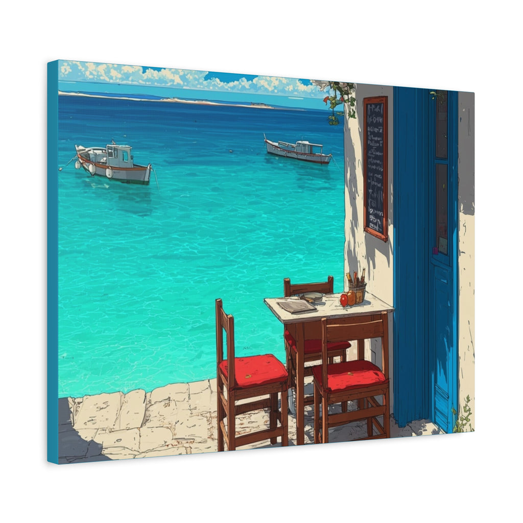 Mediterranean Seaside Cafe  Canvas