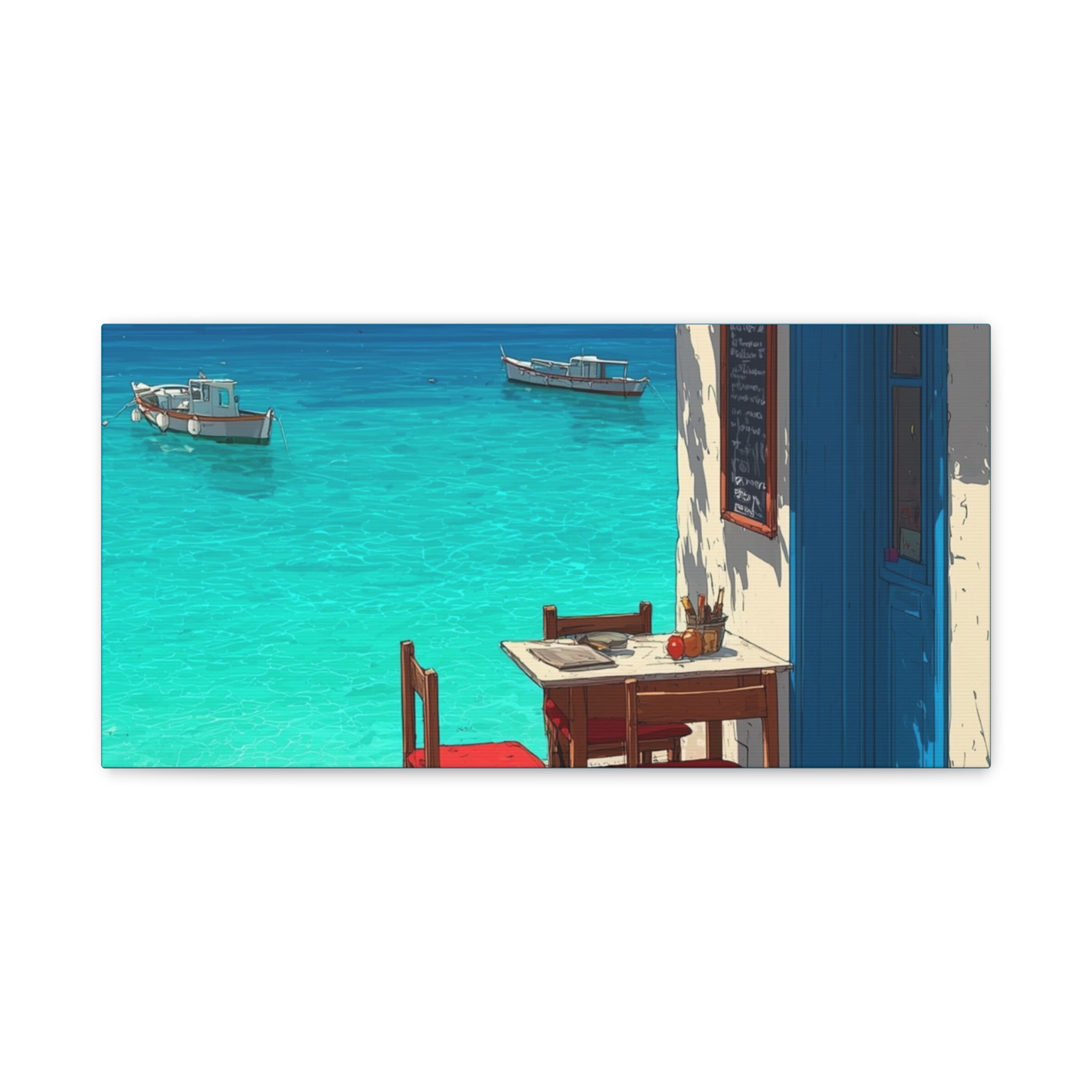Mediterranean Seaside Cafe  Canvas
