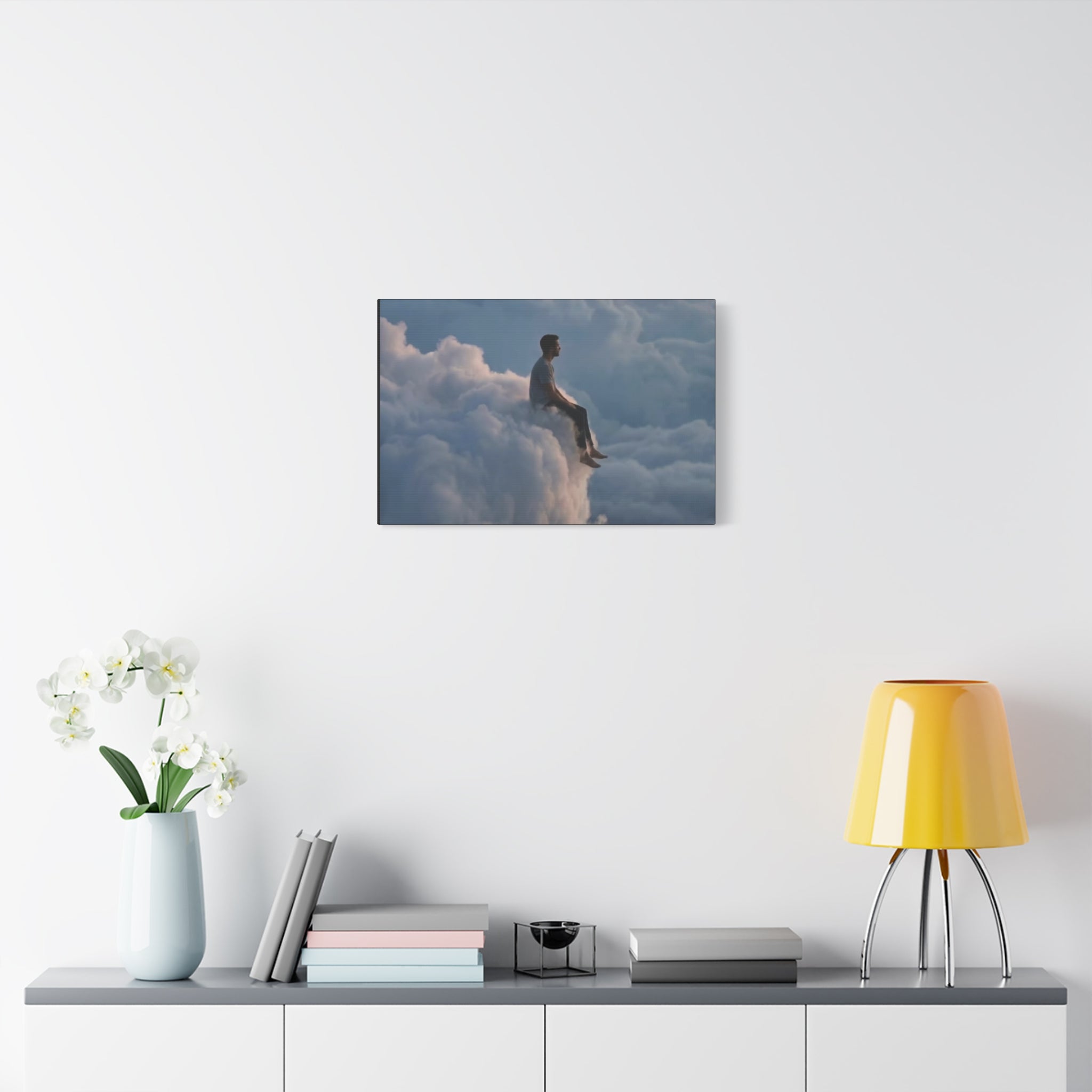 Canvas Man Sitting on Cloud Matte