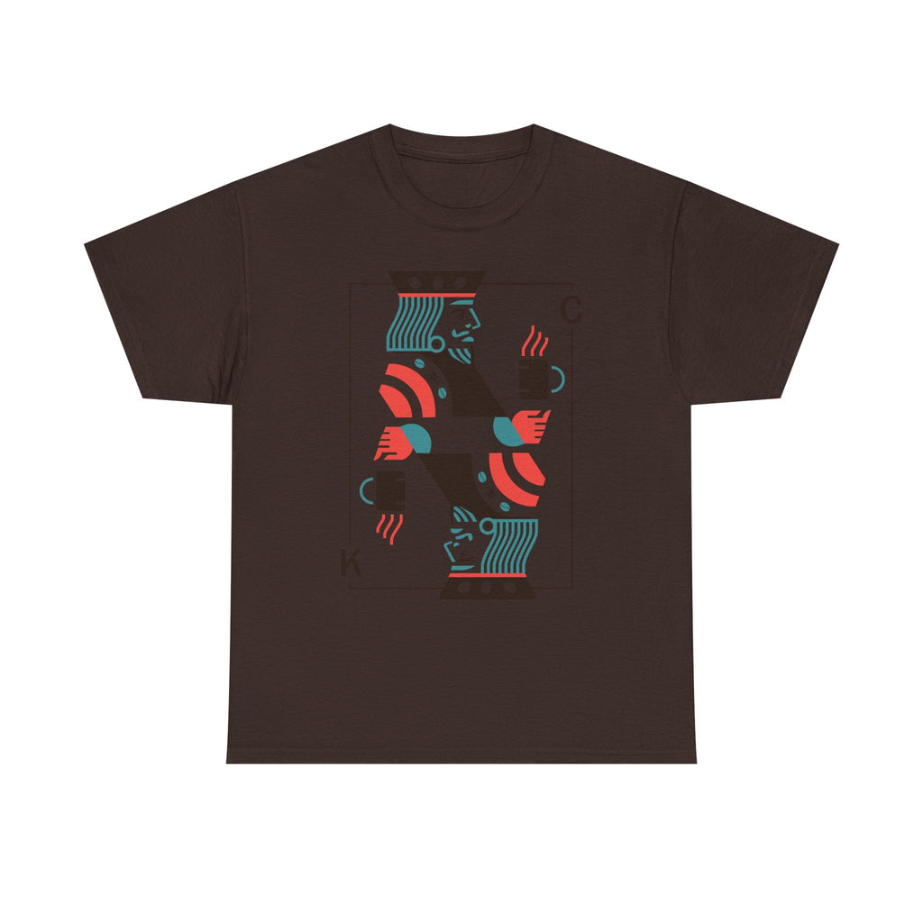 King of Coffee playing card Tee | Minimalist café design, espresso mug illustration