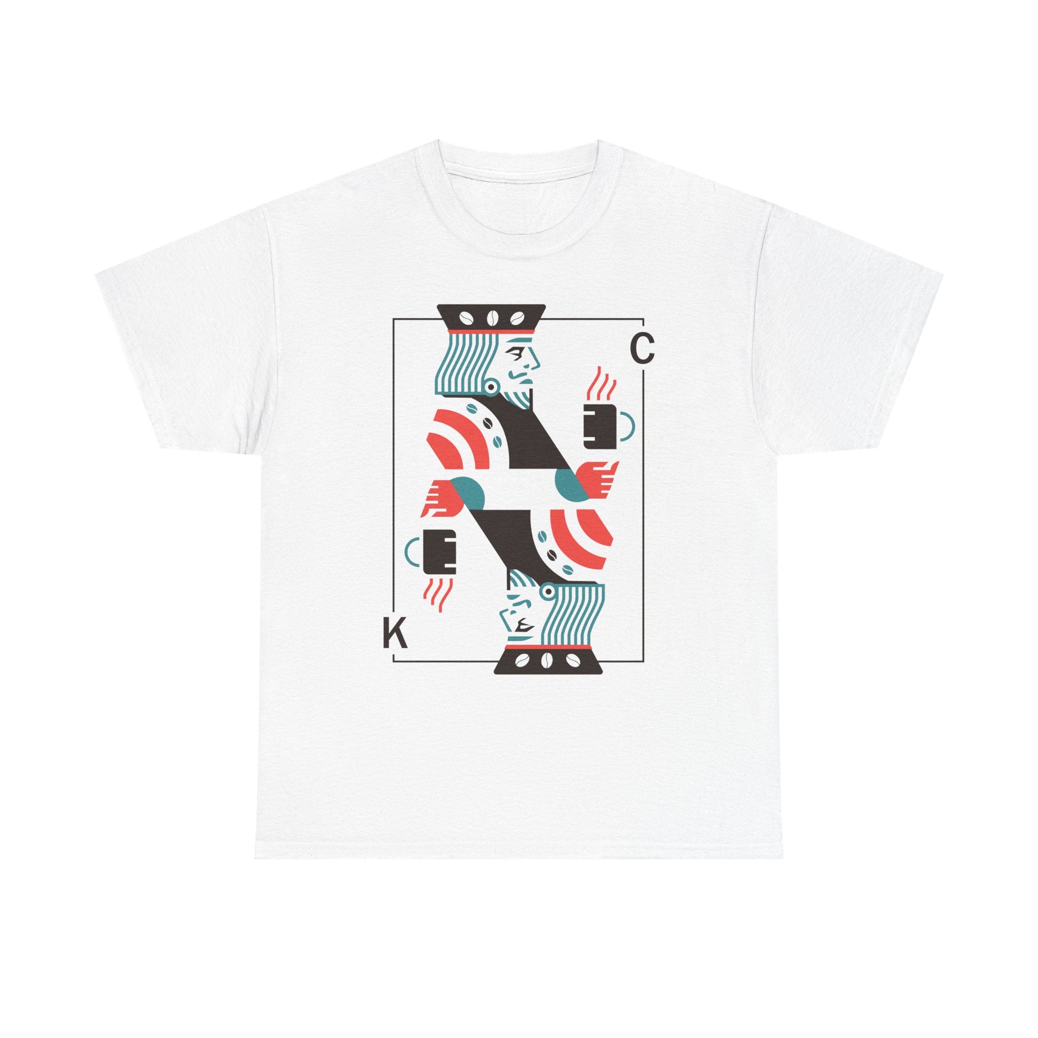 King of Coffee playing card Tee | Minimalist café design, espresso mug illustration