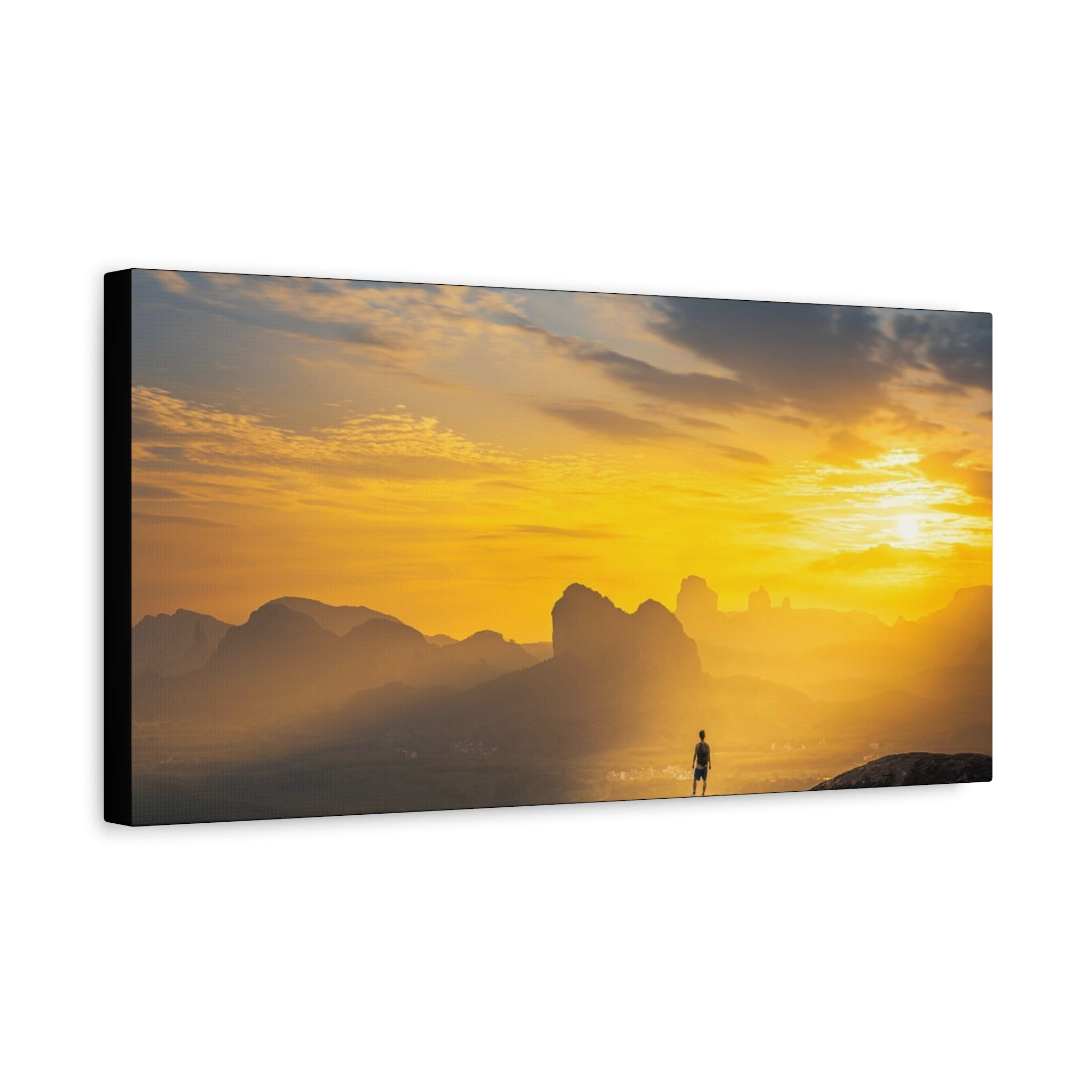 Canvas Solitary Hiker Sunrise Matte
