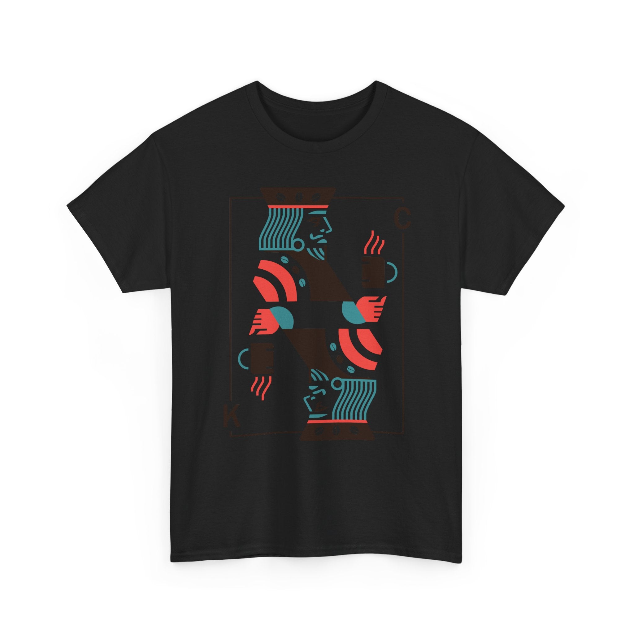 King of Coffee playing card Tee | Minimalist café design, espresso mug illustration