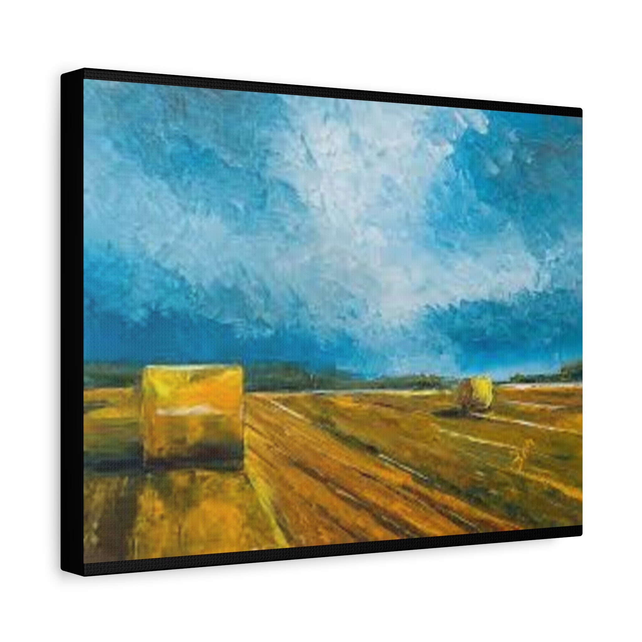 Canvas Hay Bales Landscape Matte Stretched 1.25" | Farm Field Wall Art