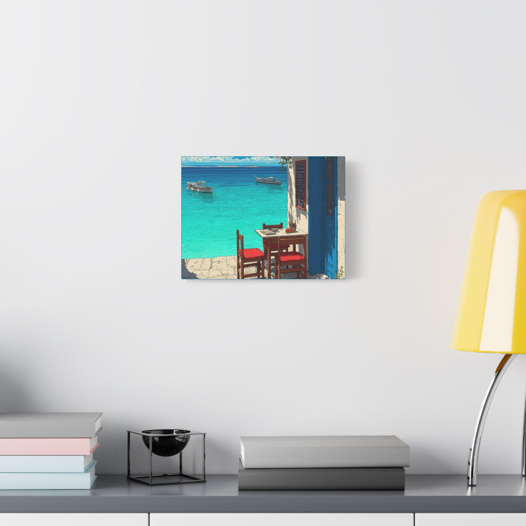 Mediterranean Seaside Cafe  Canvas