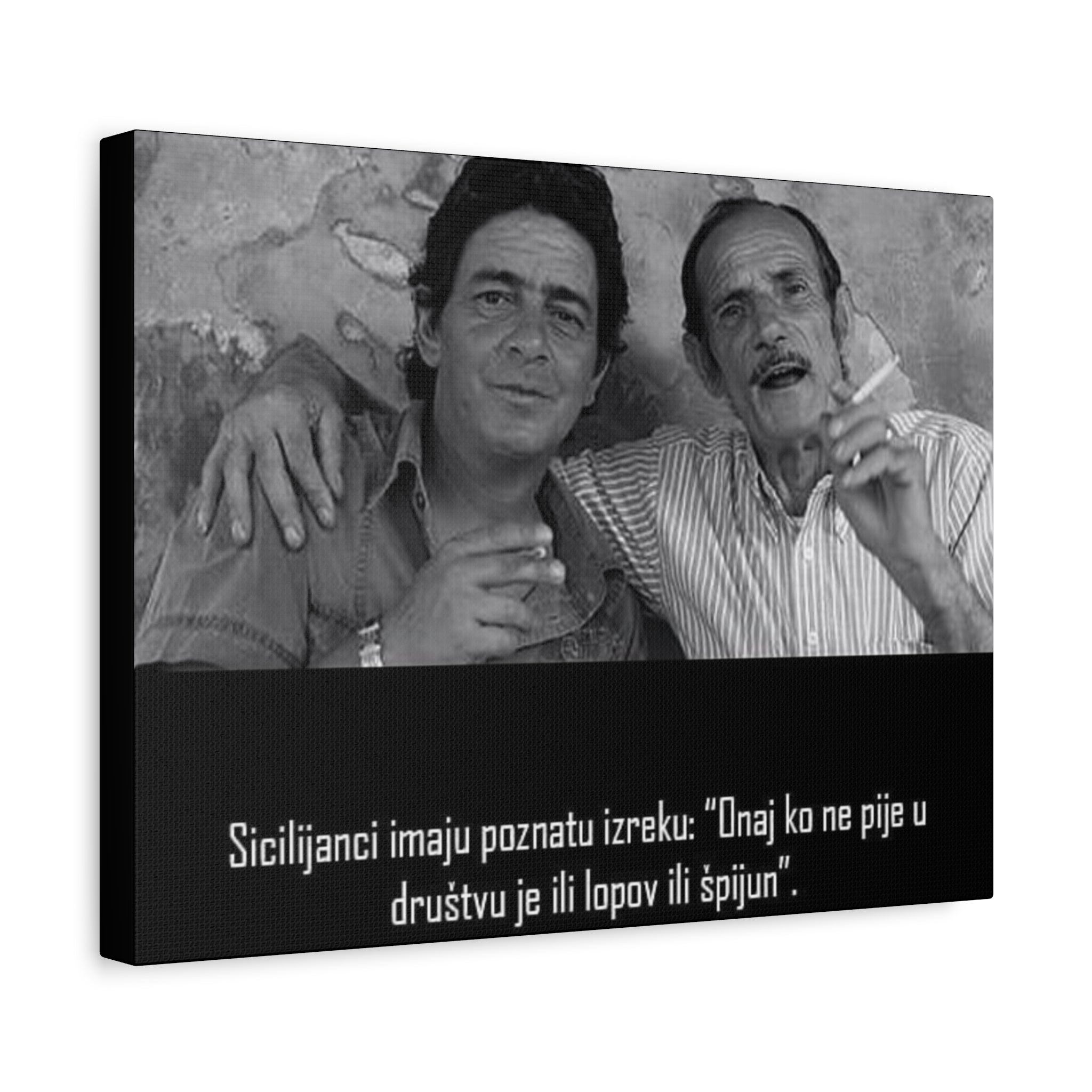 Black and White Sicilian Quote Canvas | Matte Stretched Canvas