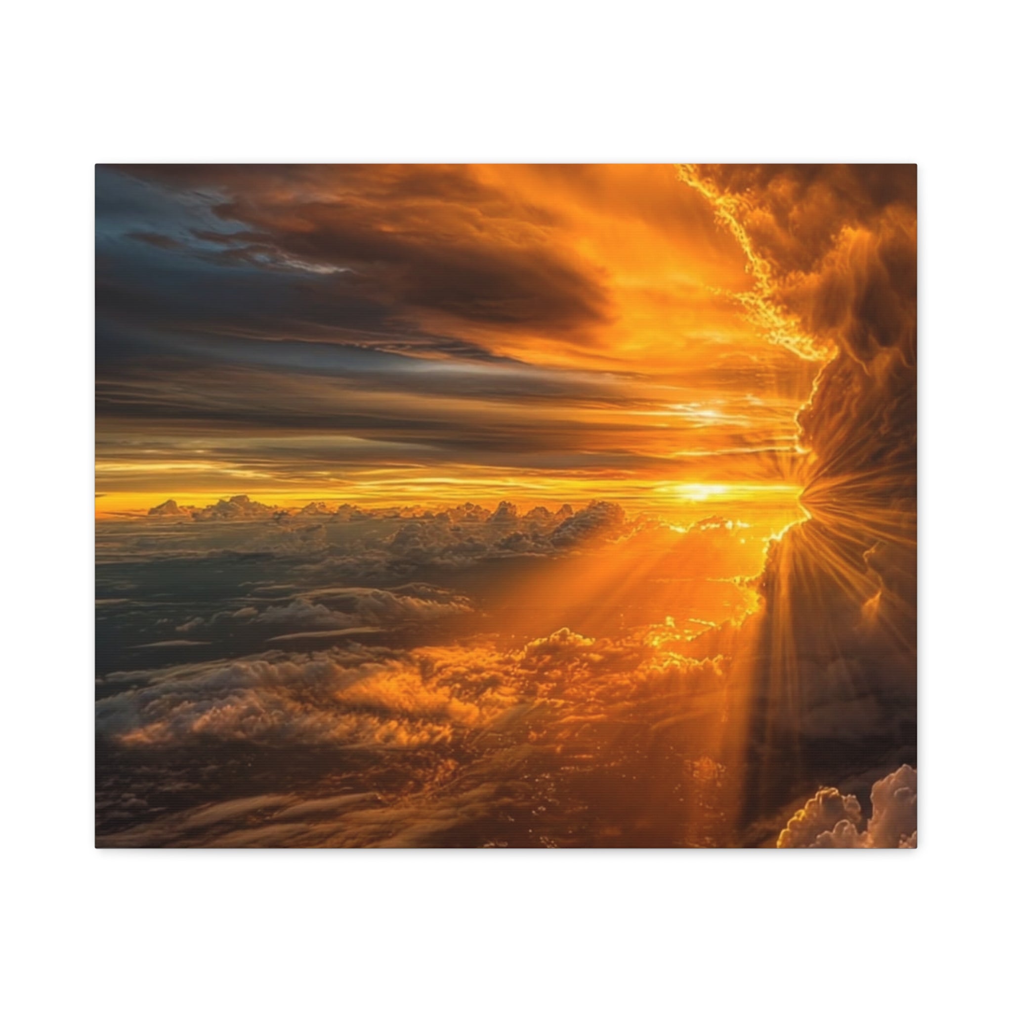Canvas Golden Sunset Clouds   | Matte Stretched Wall Art