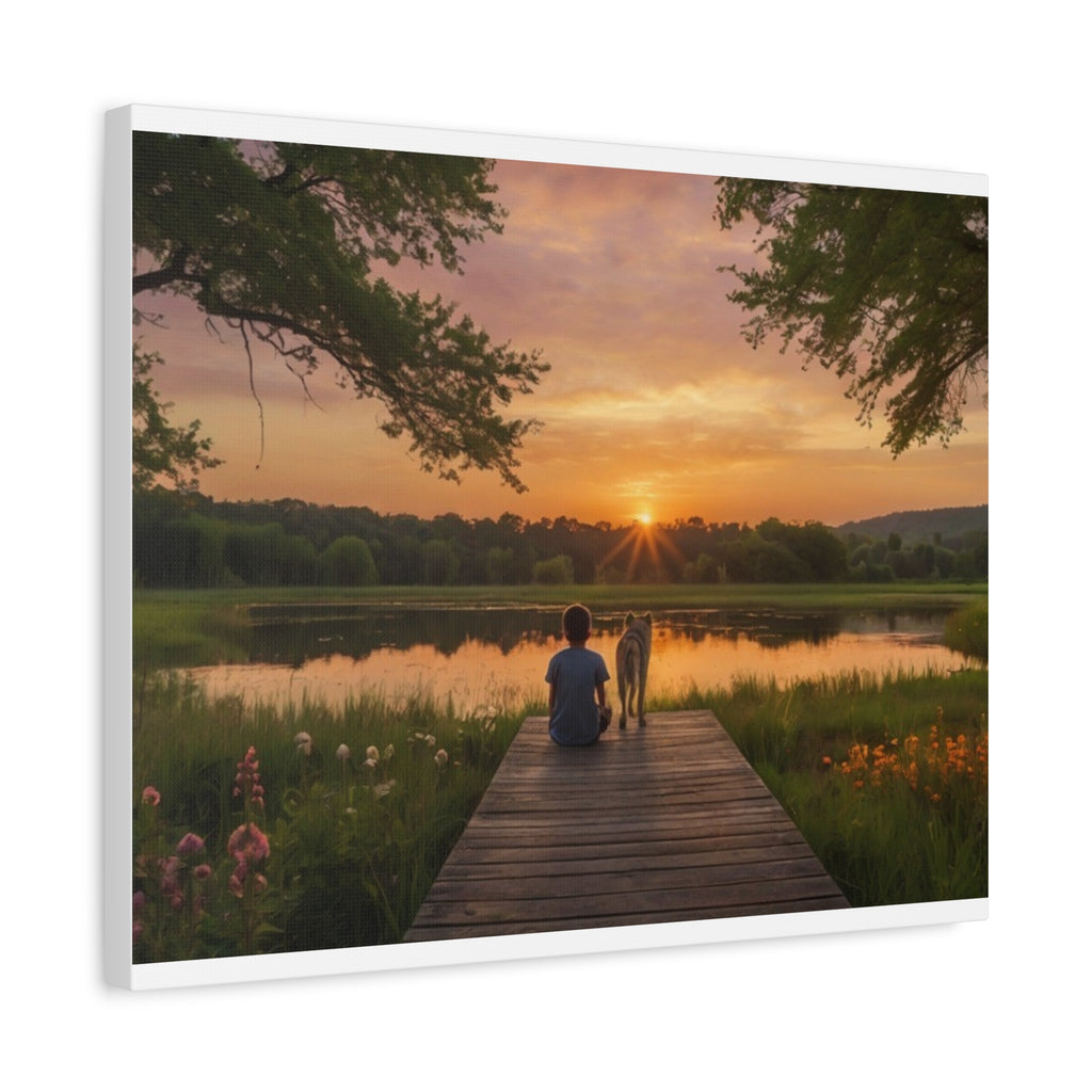 Canvas Sunset Friendship  | Matte Stretched Wall Art