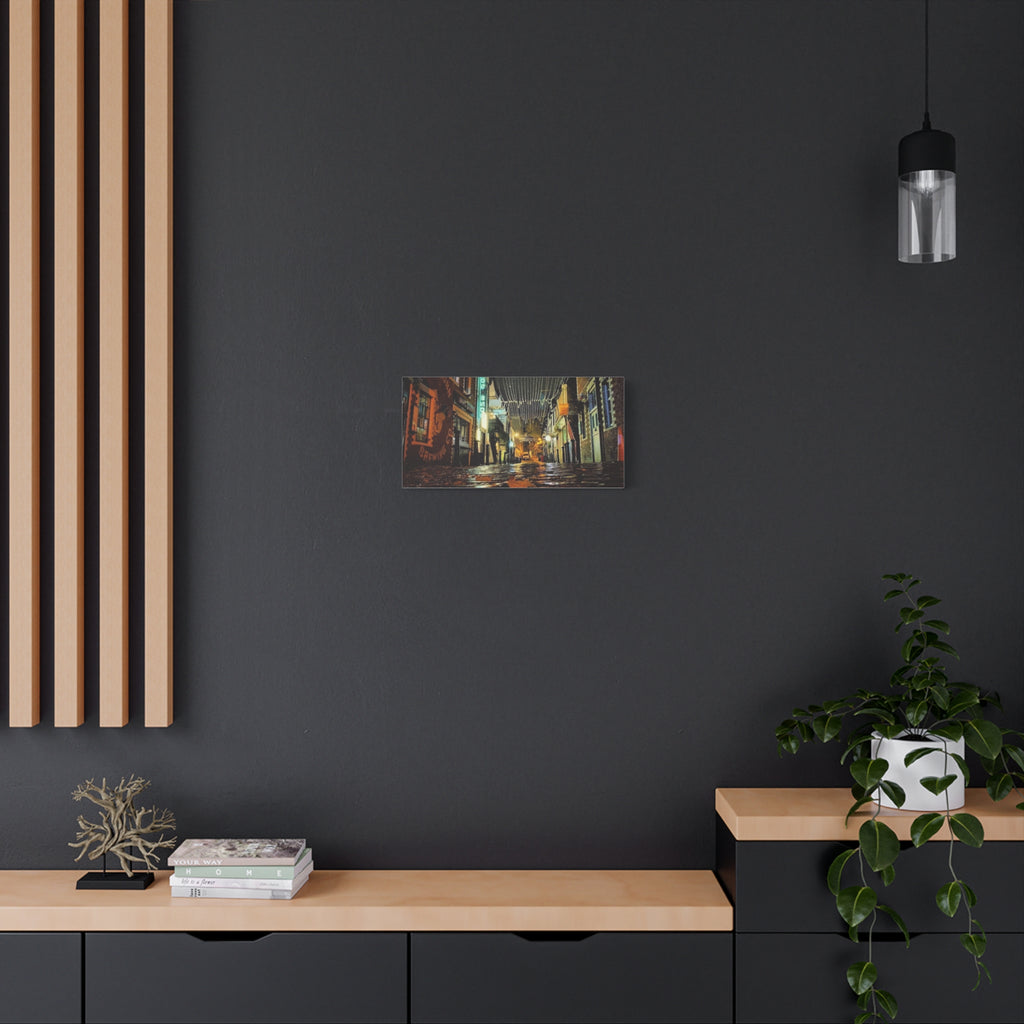 Canvas Rainy Cobblestone Alley | Matte Stretched 1.25"