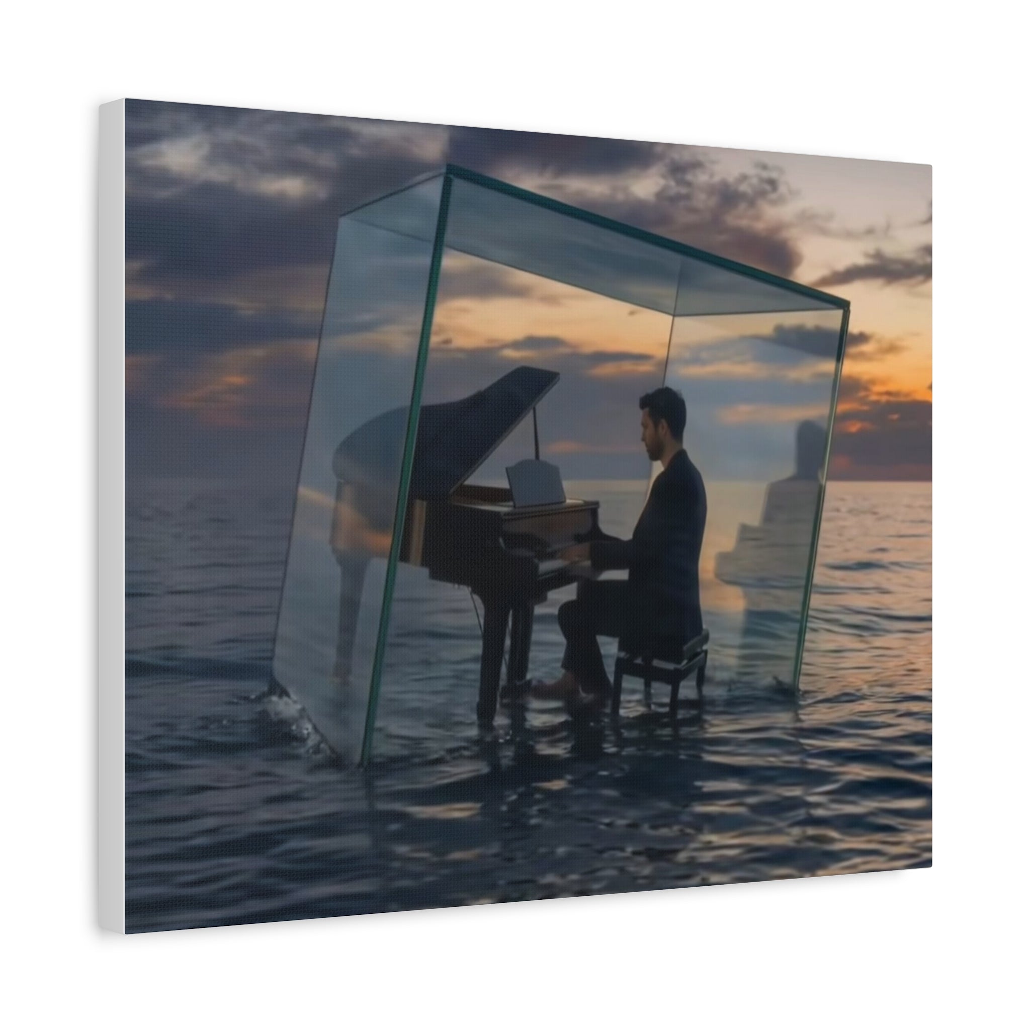 Piano in Glass Cube Canvas