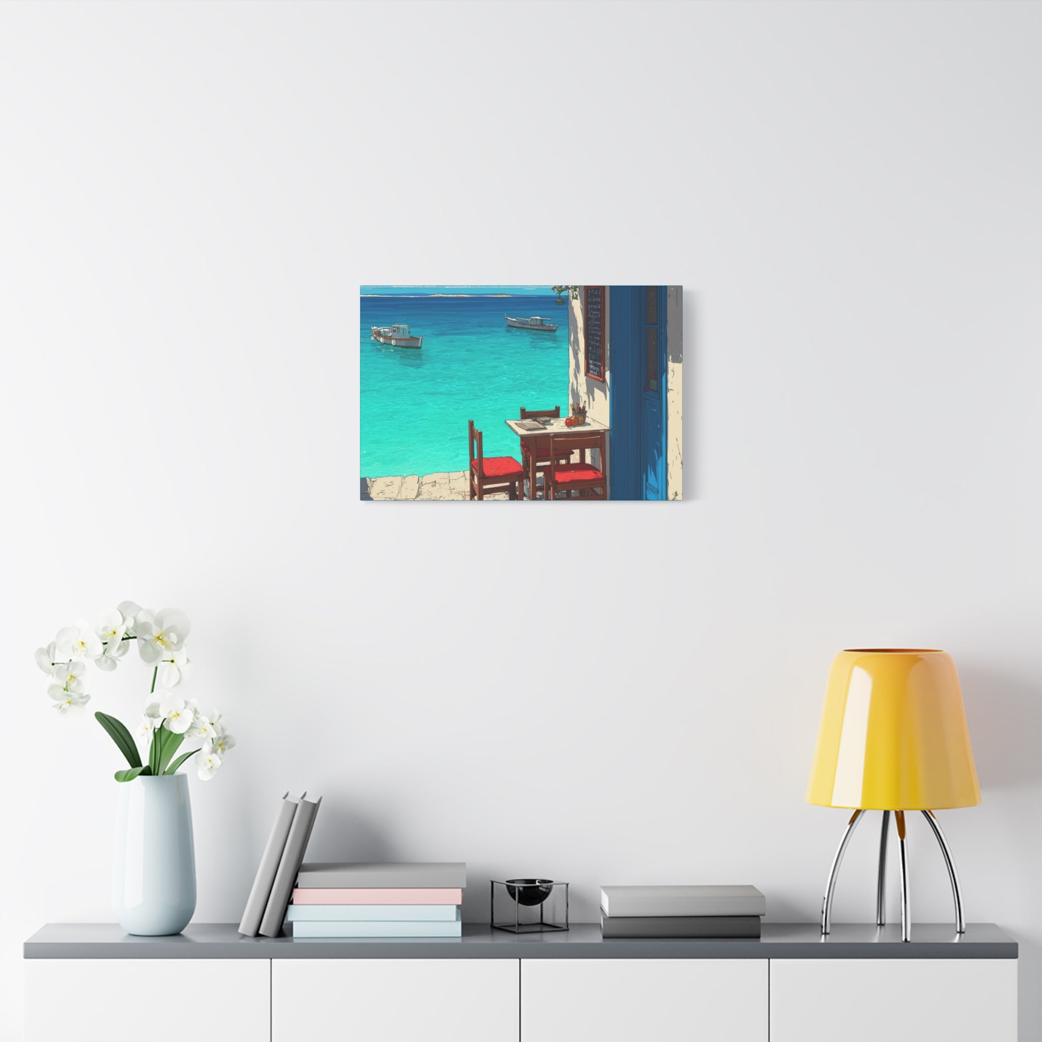 Mediterranean Seaside Cafe  Canvas