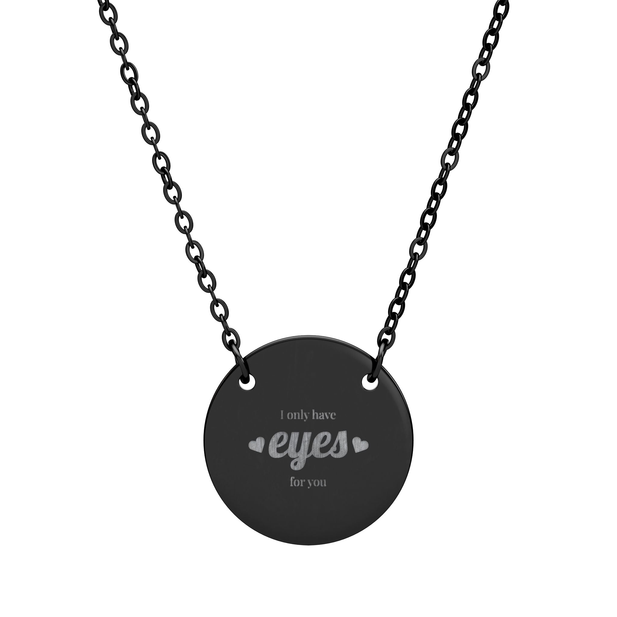 Necklace Engraved 'eyes' Circle  | Personalized Round Pendant