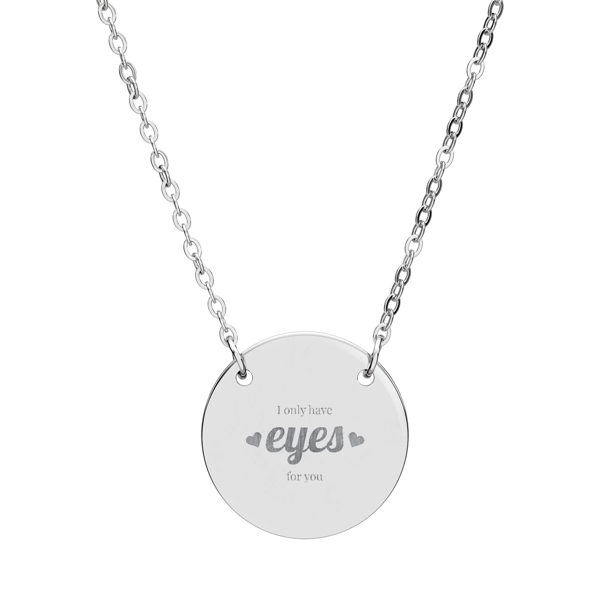 Necklace Engraved 'eyes' Circle  | Personalized Round Pendant