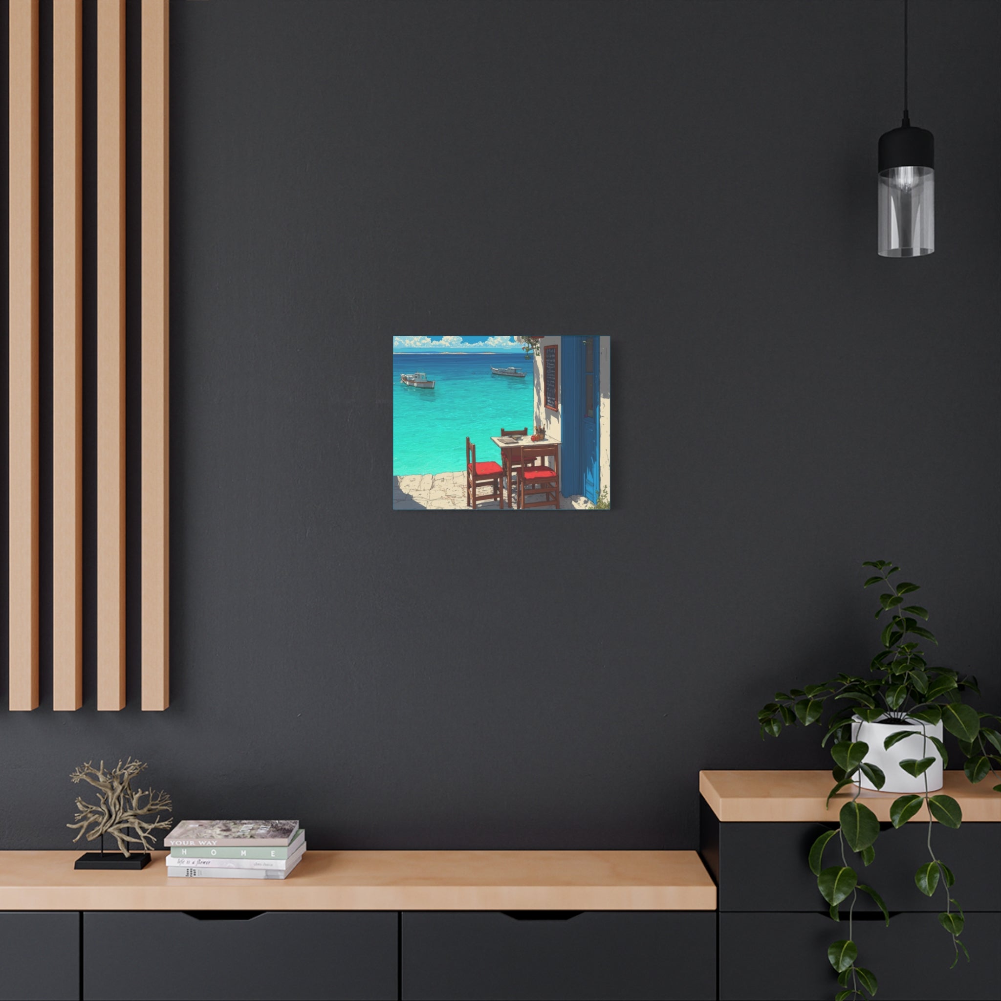 Mediterranean Seaside Cafe  Canvas