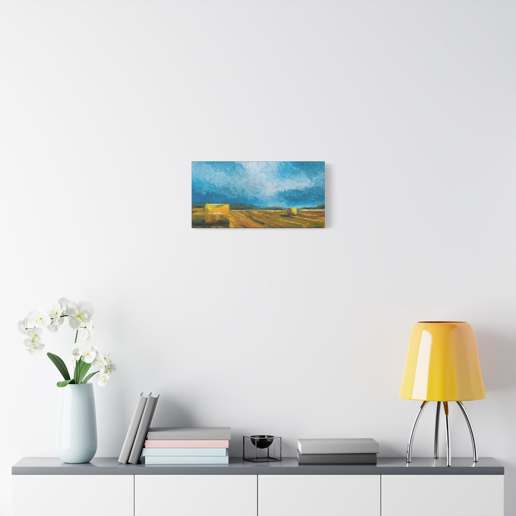 Canvas Hay Bales Landscape Matte Stretched 1.25" | Farm Field Wall Art
