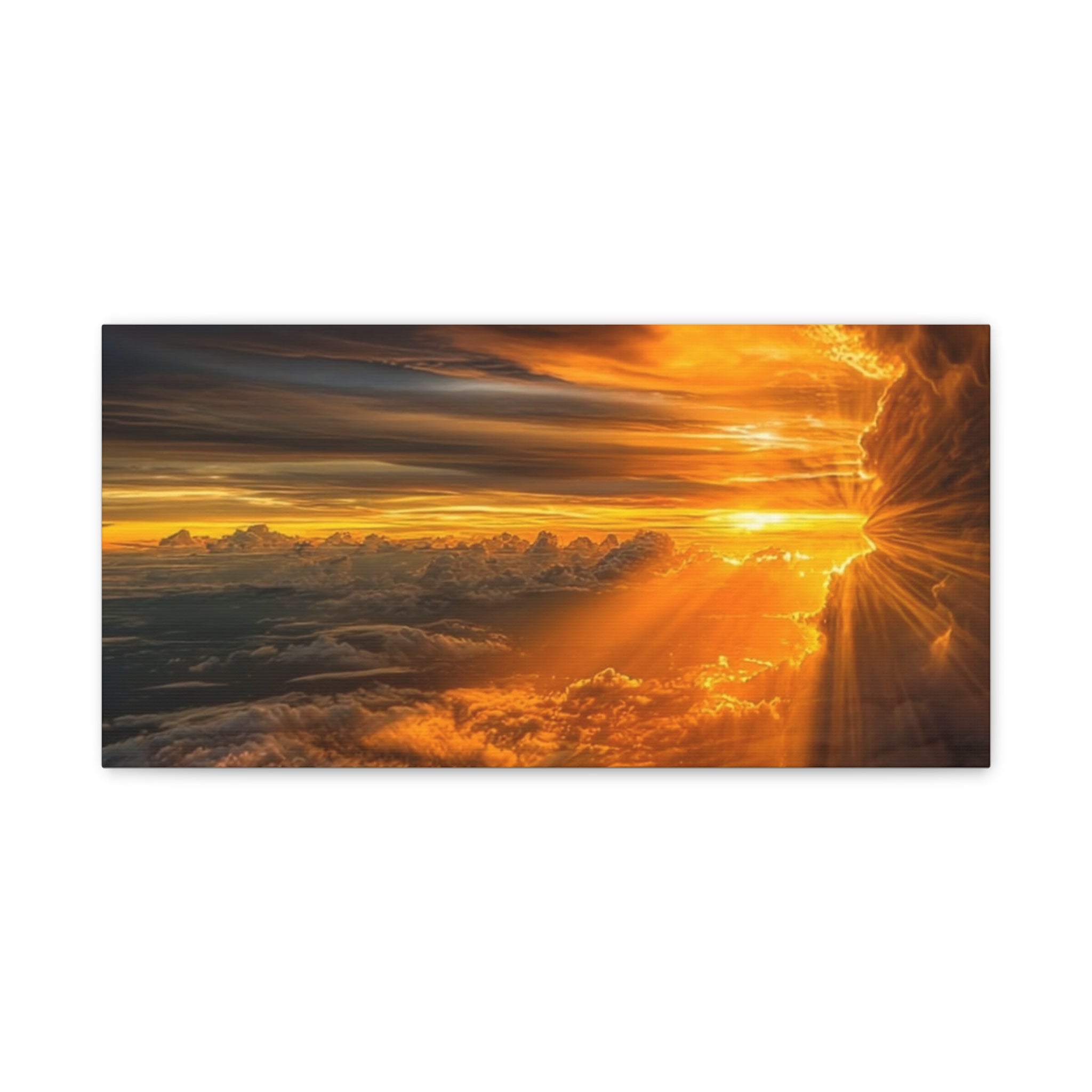 Canvas Golden Sunset Clouds   | Matte Stretched Wall Art