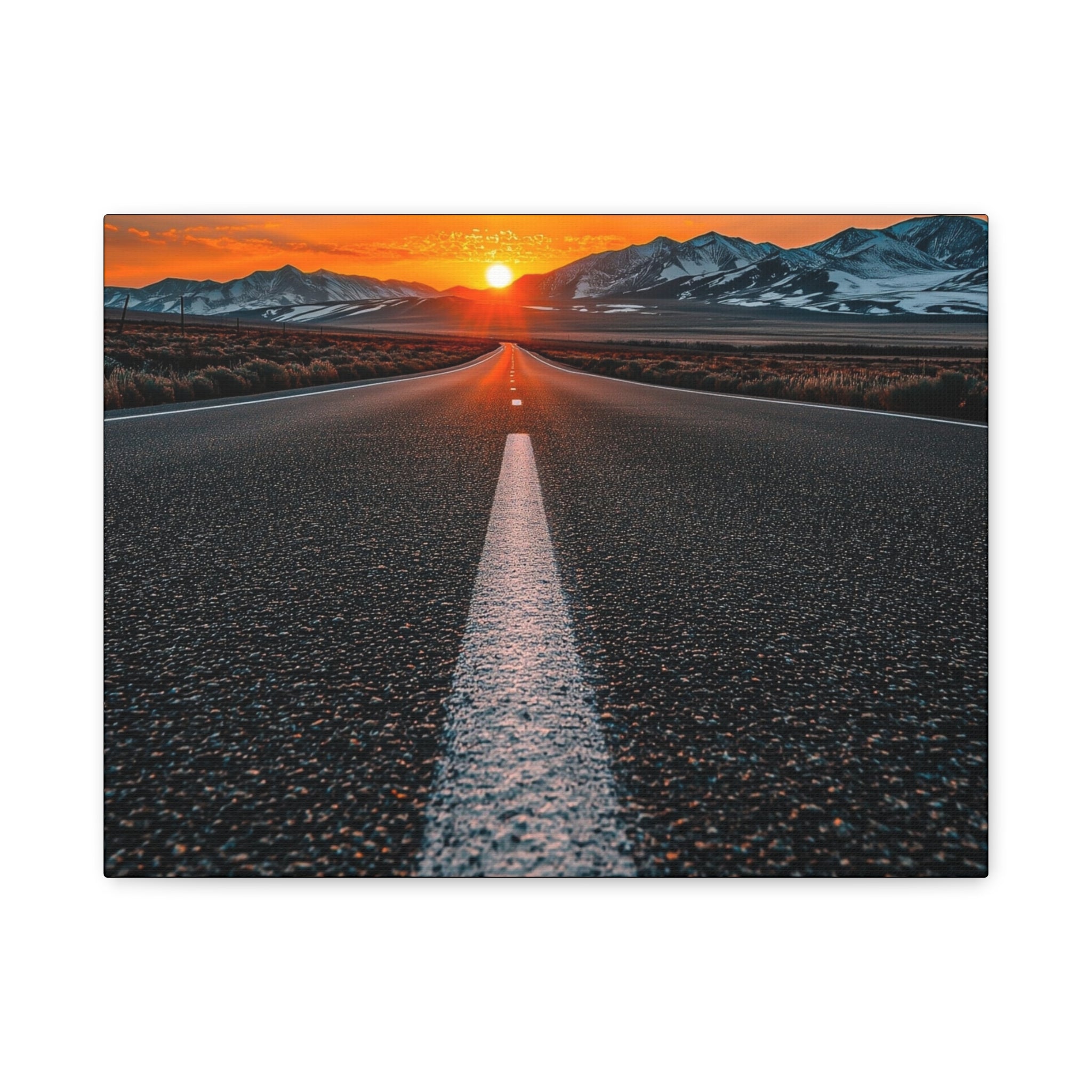 Sunset Open Road Canvas | Stretched Matte Wall Art