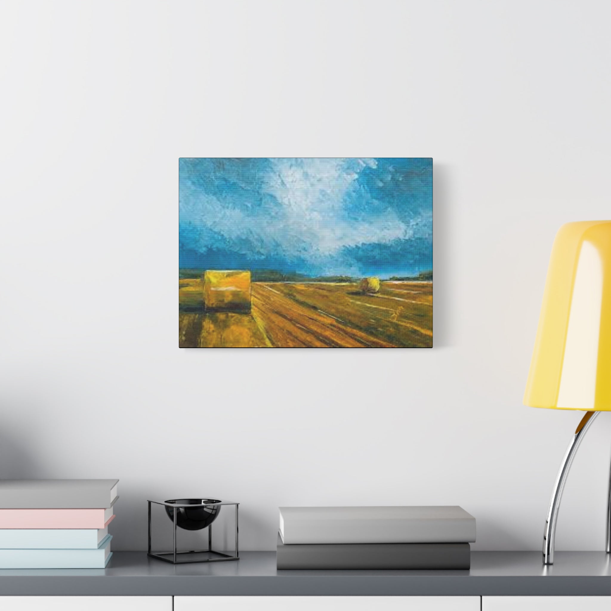 Canvas Hay Bales Landscape Matte Stretched 1.25" | Farm Field Wall Art