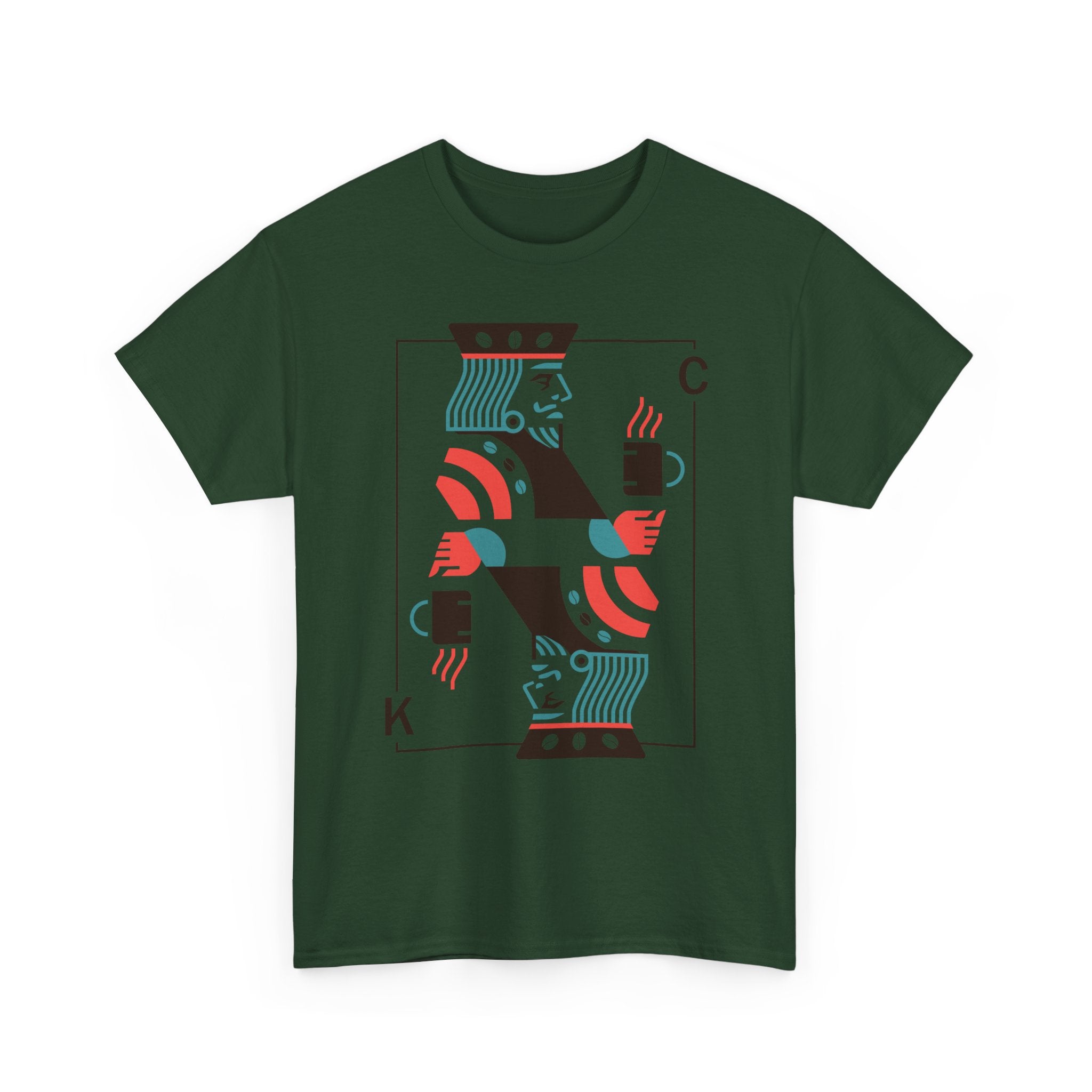 King of Coffee playing card Tee | Minimalist café design, espresso mug illustration