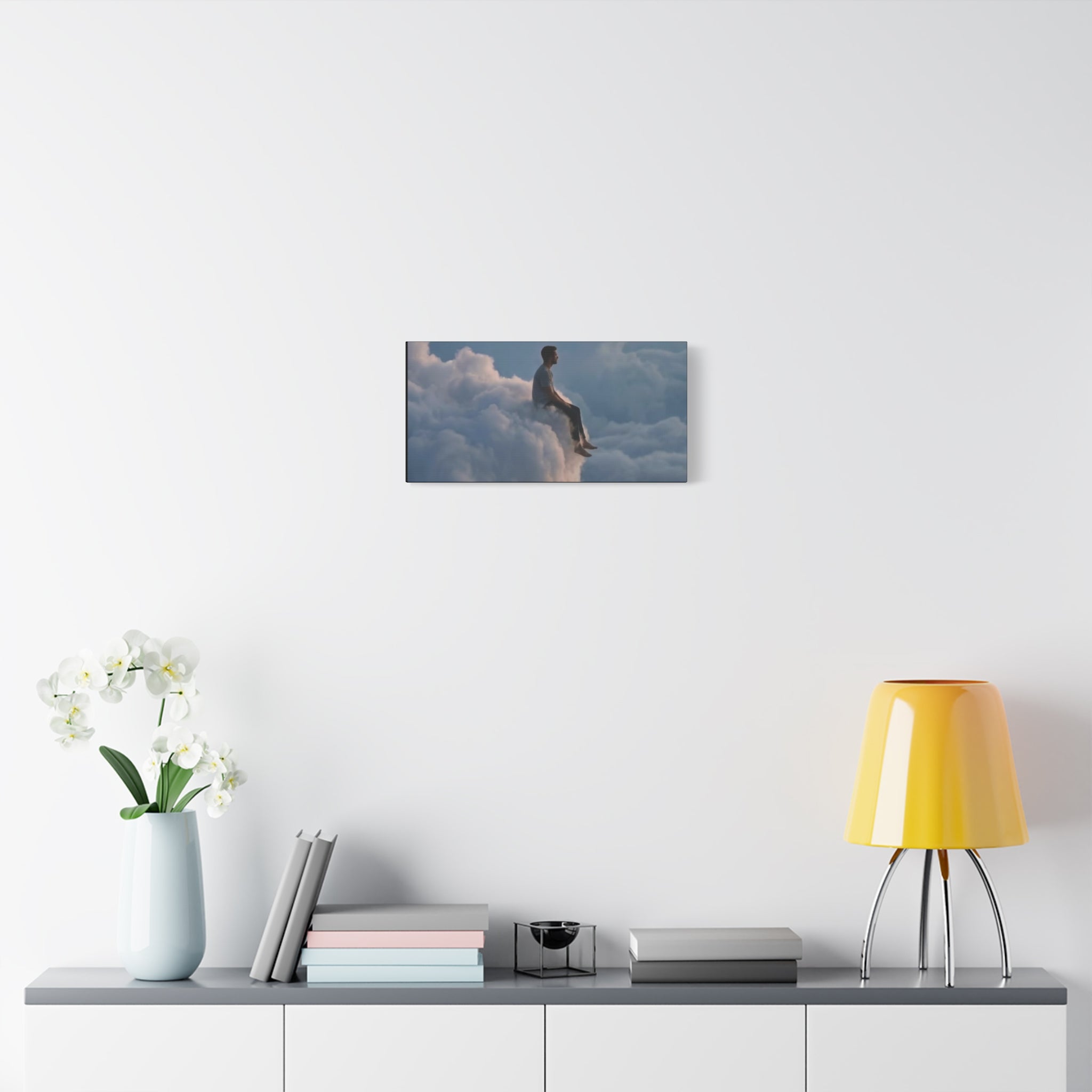 Canvas Man Sitting on Cloud Matte