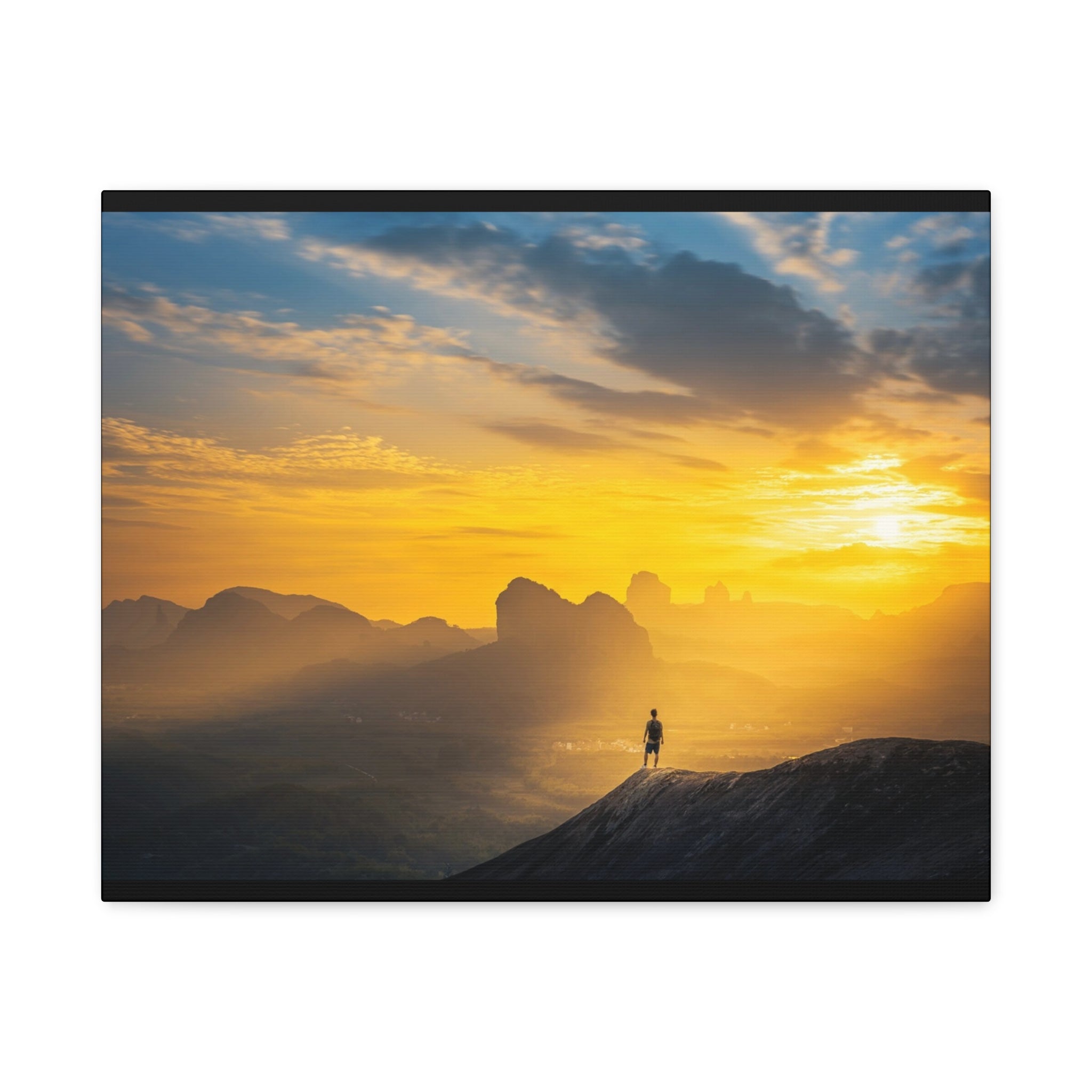 Canvas Solitary Hiker Sunrise Matte