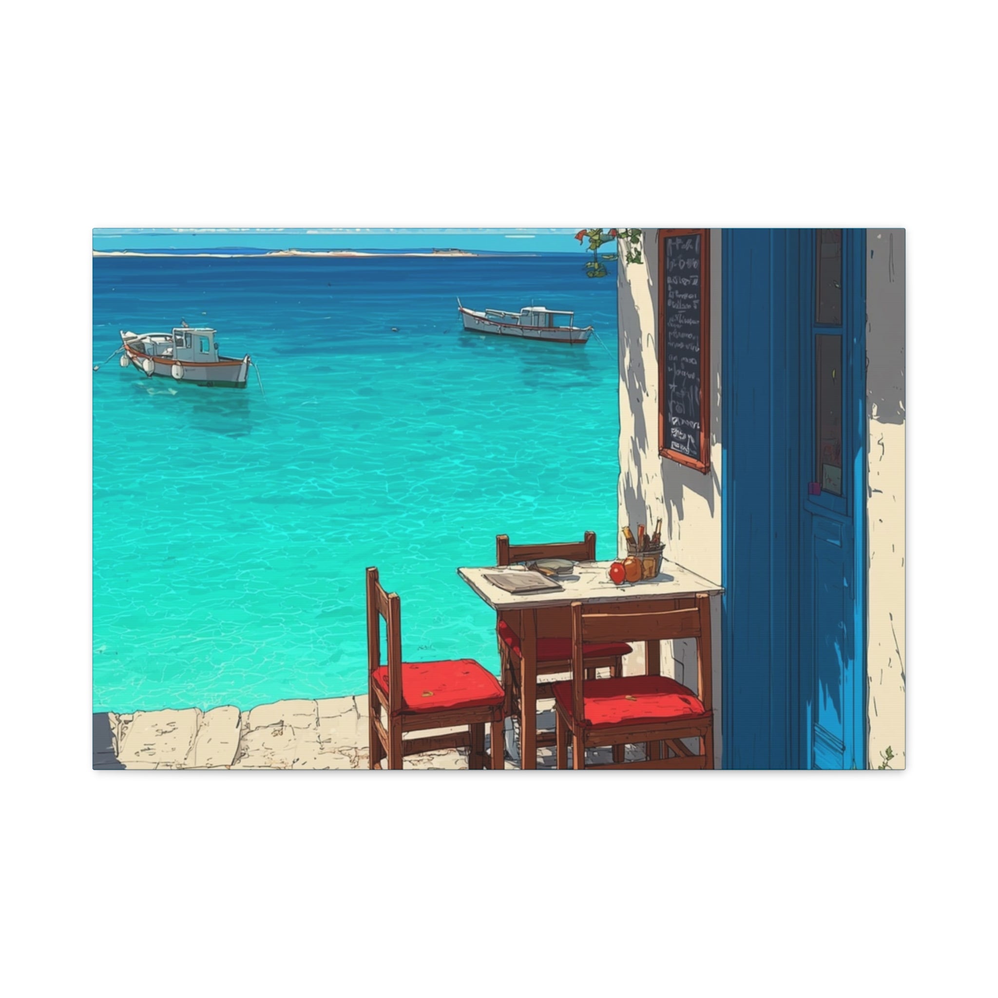 Mediterranean Seaside Cafe  Canvas