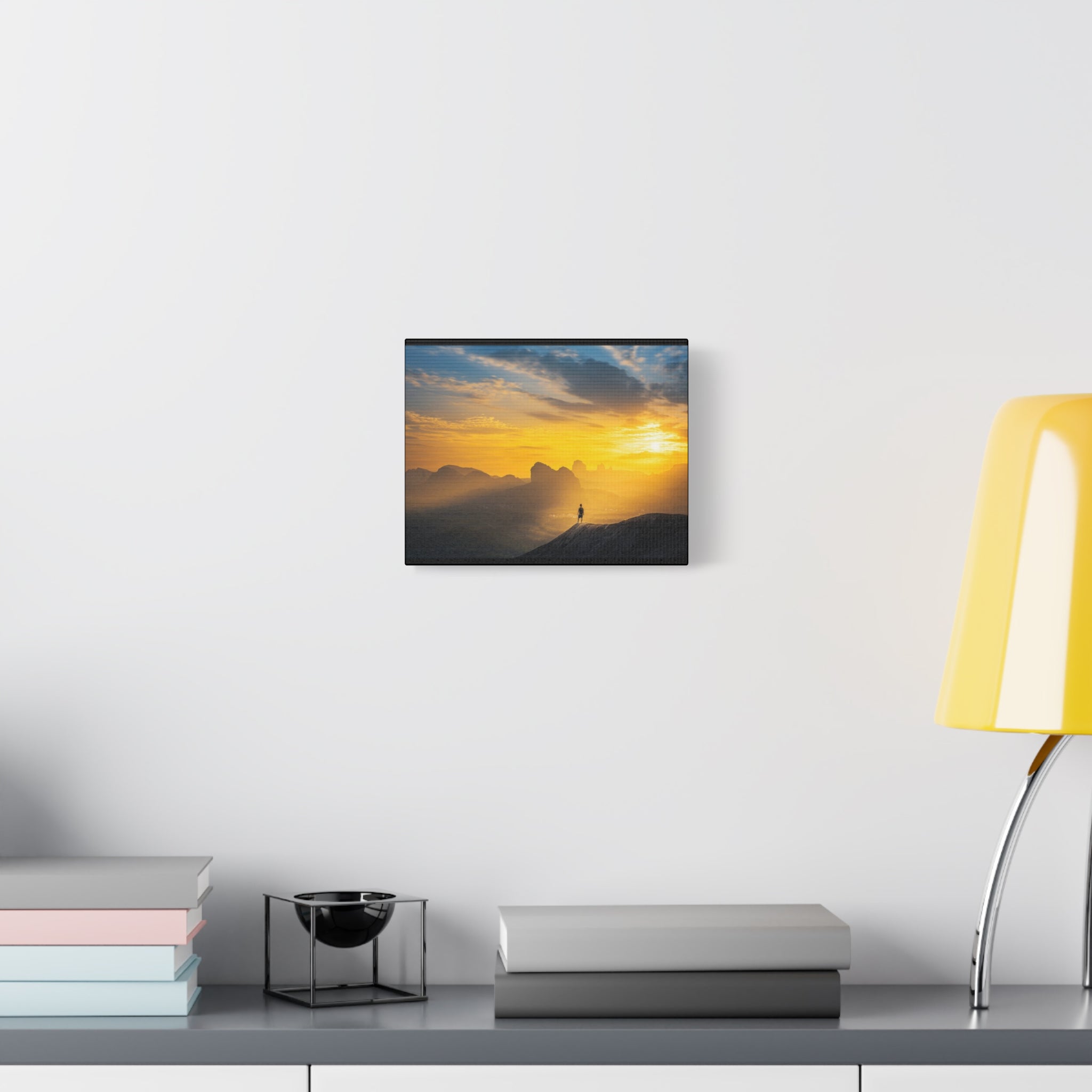Canvas Solitary Hiker Sunrise Matte