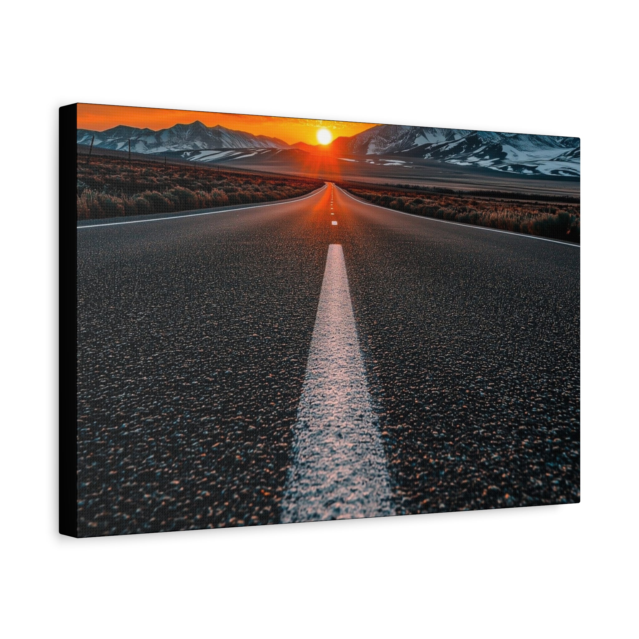 Sunset Open Road Canvas | Stretched Matte Wall Art
