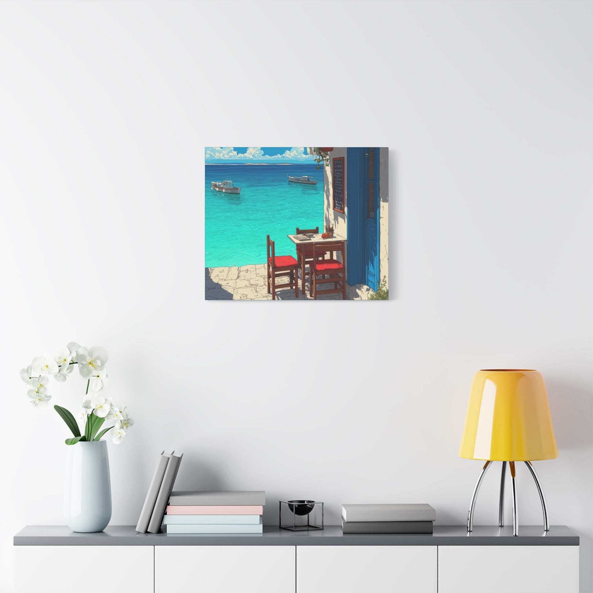 Mediterranean Seaside Cafe  Canvas