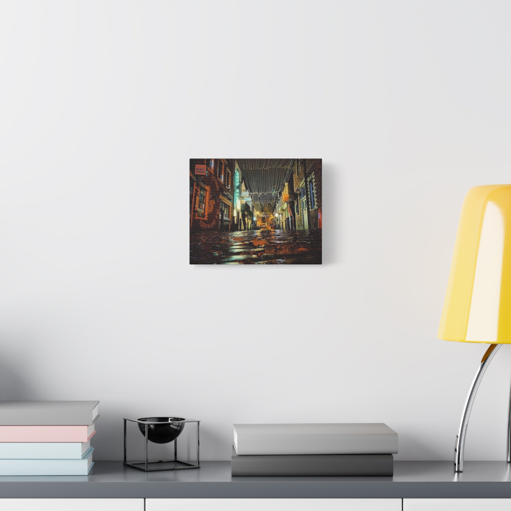 Canvas Rainy Cobblestone Alley | Matte Stretched 1.25"